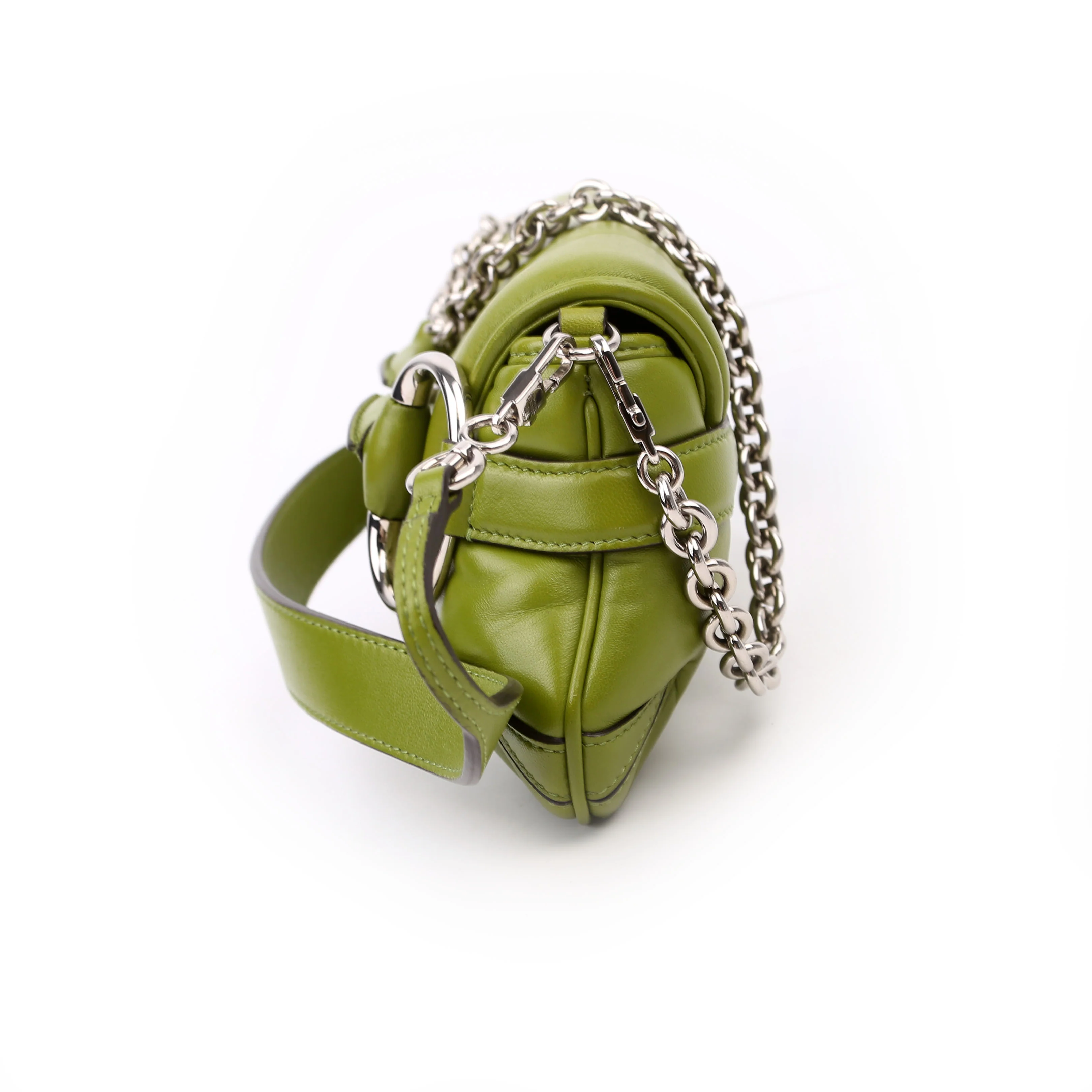 764339 Vertical Quilted Maxi Horsebit Chain Medium Shoulder Bag Green - Image 4