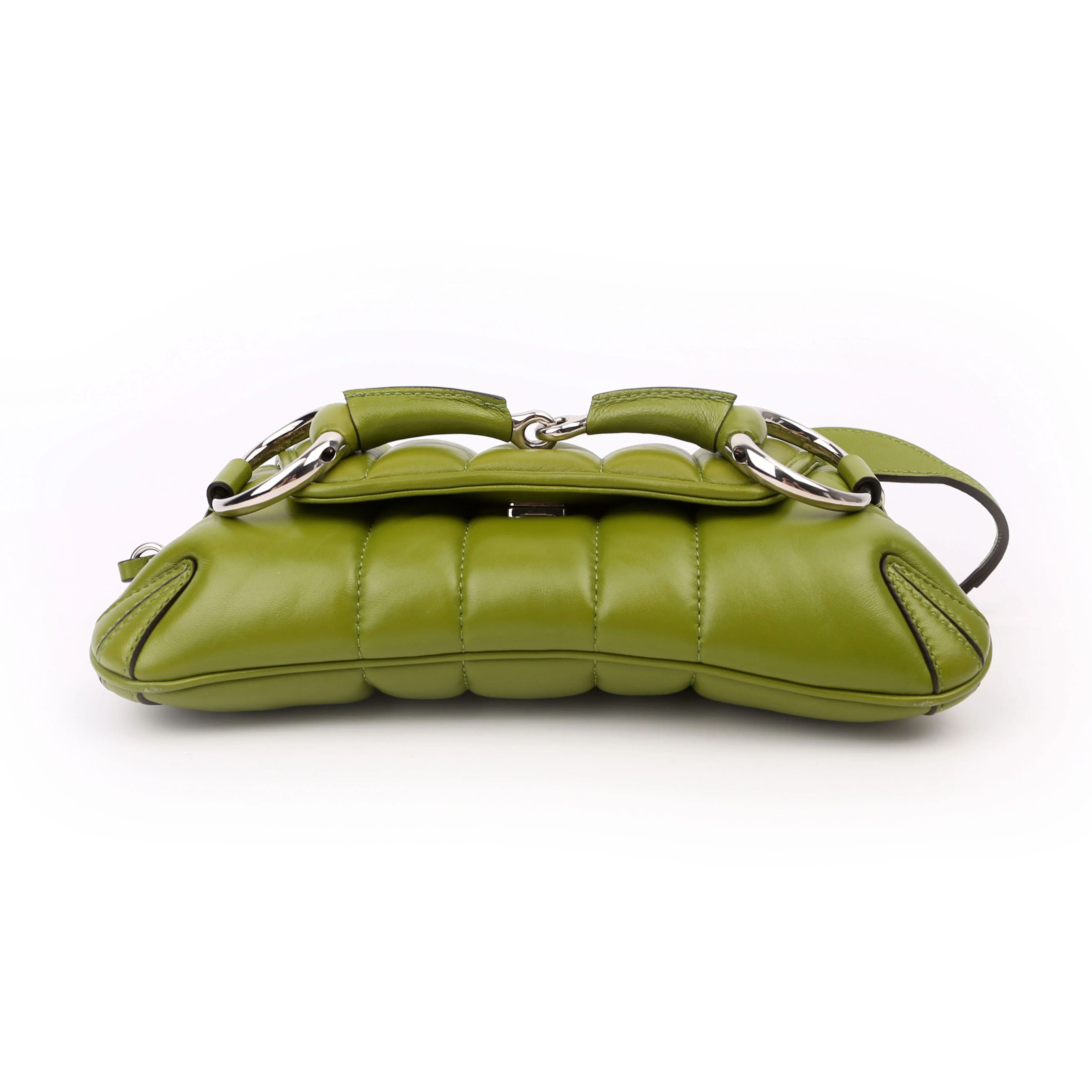 764339 Vertical Quilted Maxi Horsebit Chain Medium Shoulder Bag Green - Image 5