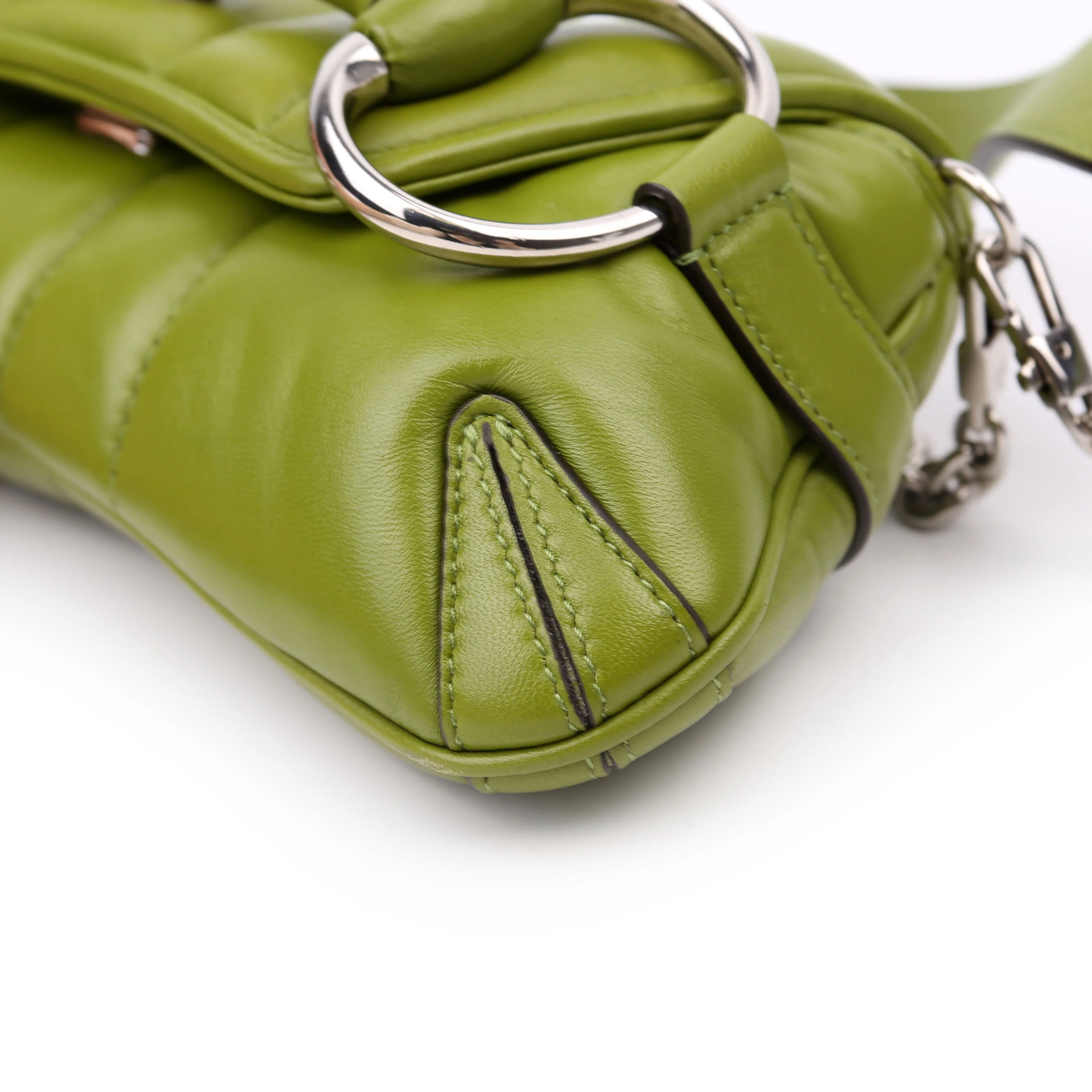 764339 Vertical Quilted Maxi Horsebit Chain Medium Shoulder Bag Green - Image 7