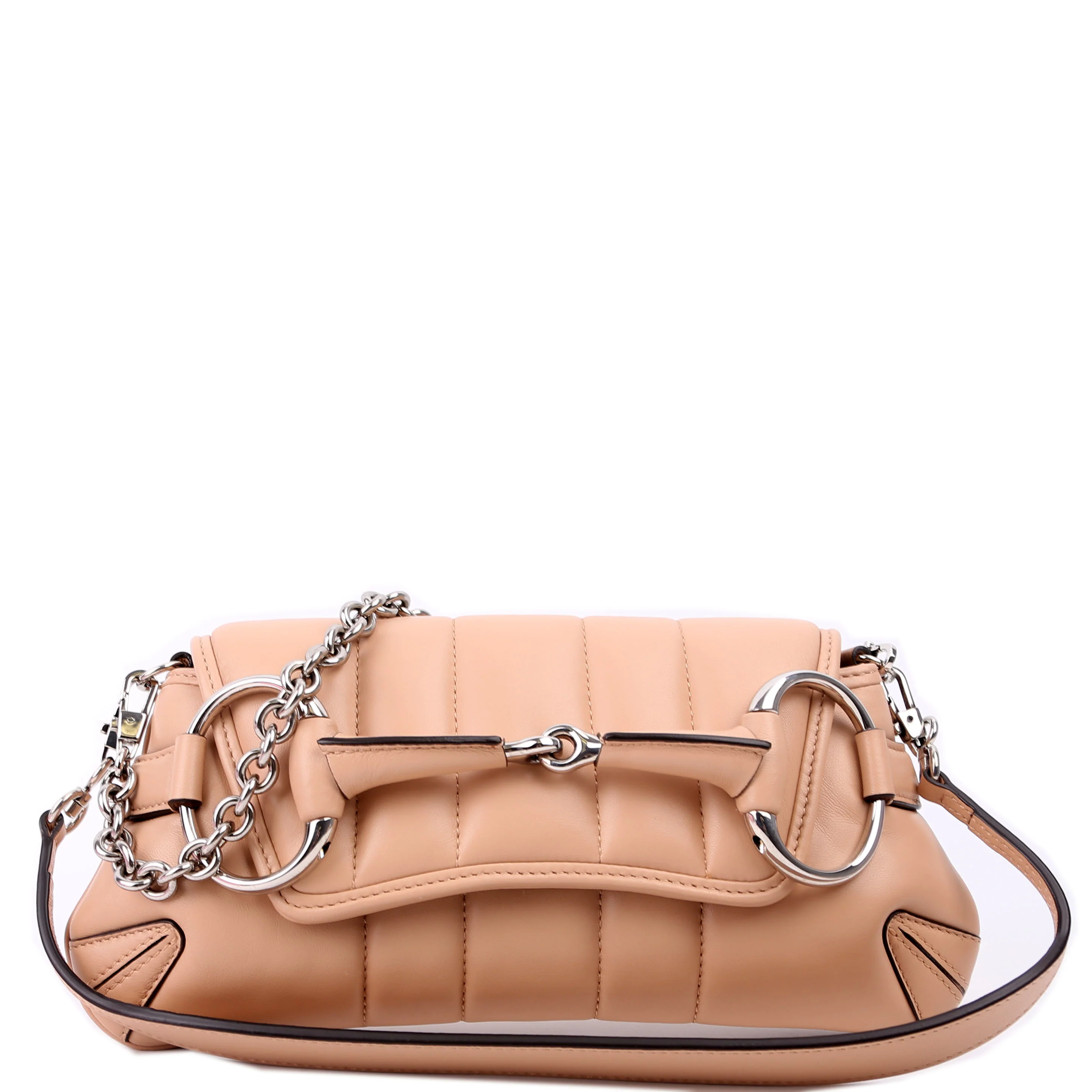 764339 Vertical Quilted Maxi Horsebit Chain Medium Shoulder Bag Tan