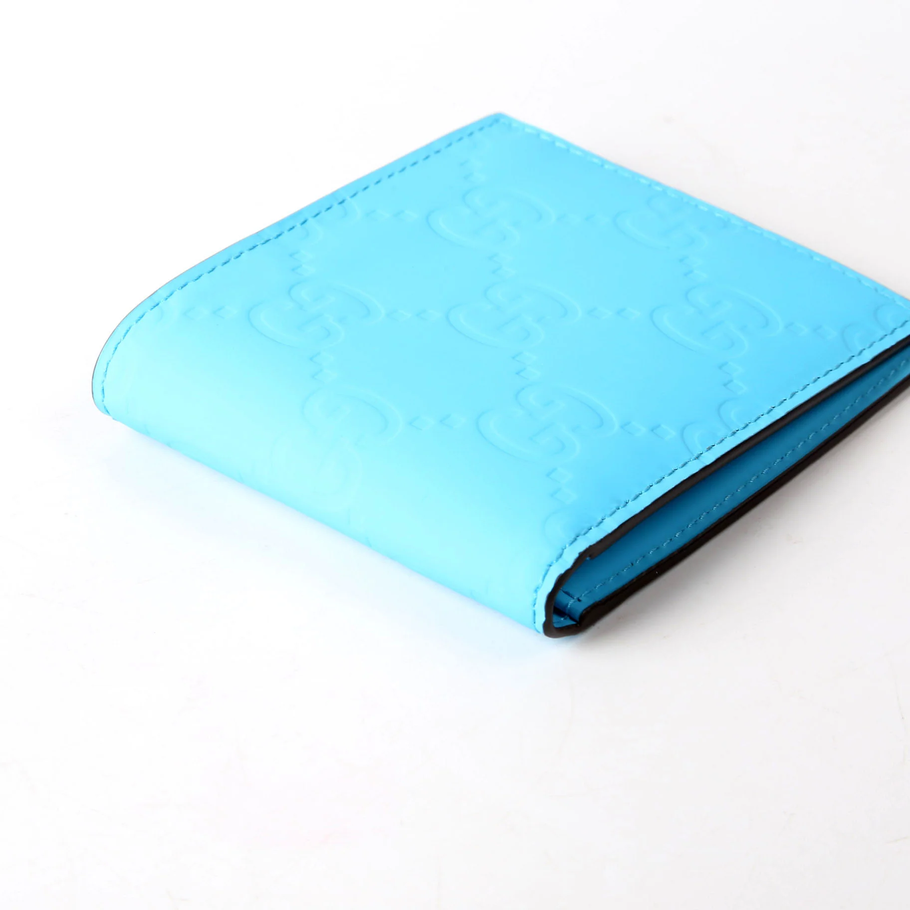 771309 GG Rubber Effect Bifold Wallet Blue - Image 4