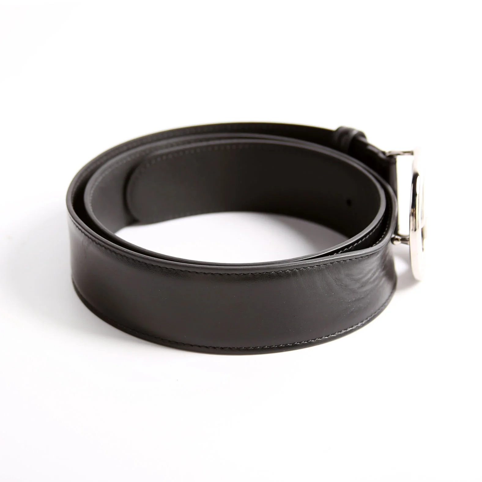 774153 Interlocking GG Leather Belt Size 90/36 Black - Image 4