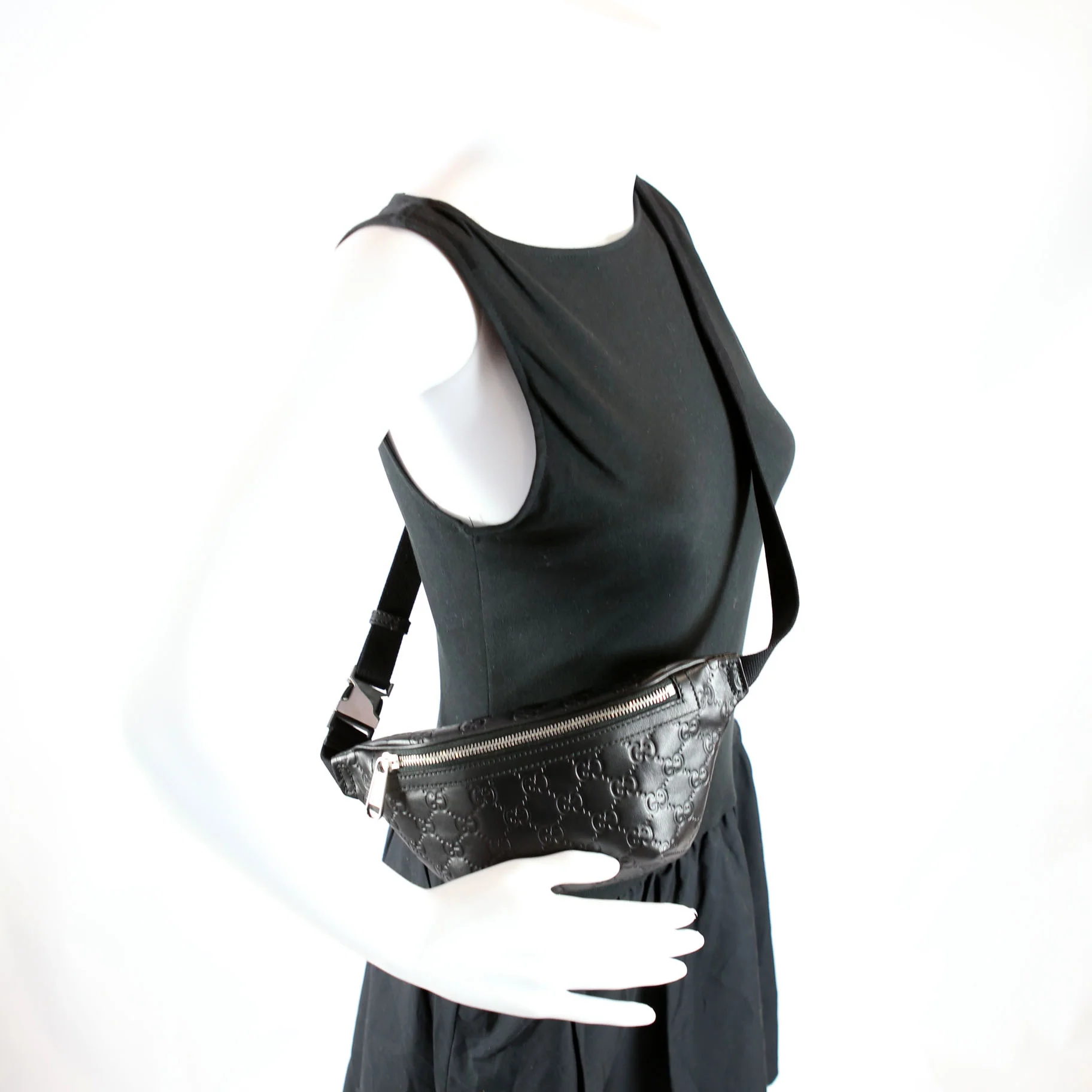 779896 GG Embossed Belt Bag Black - Image 10