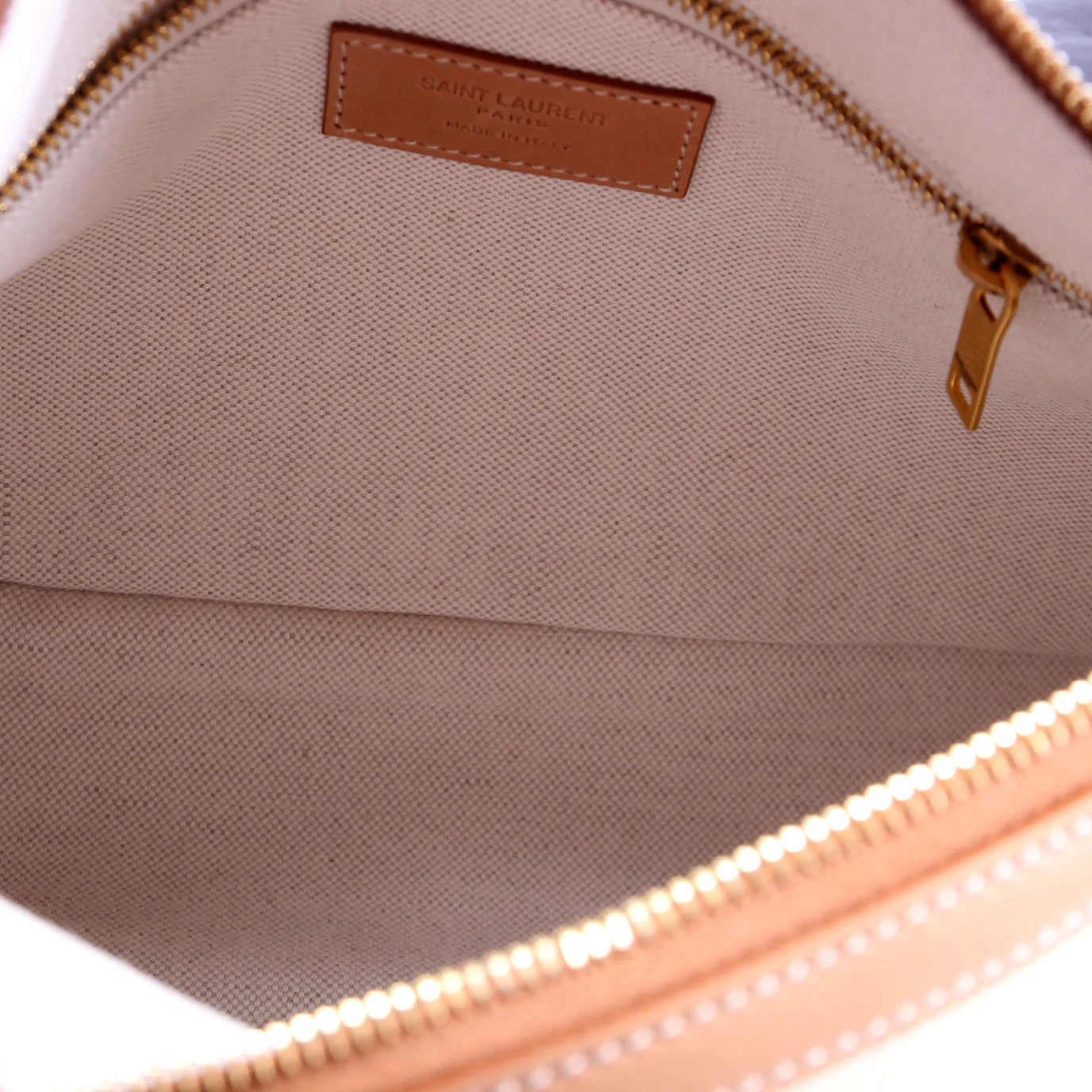 786156 Canvas/Leather Camera Top Handle Beige/Tan - Image 8