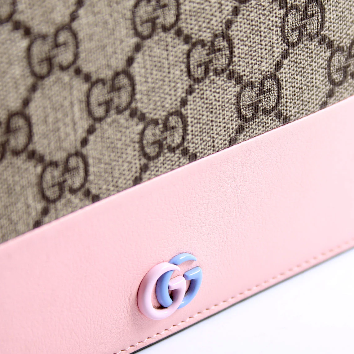 790060 GG Supreme BI Color Wallet On Chain Pink/Light Blue/Beige - Image 6
