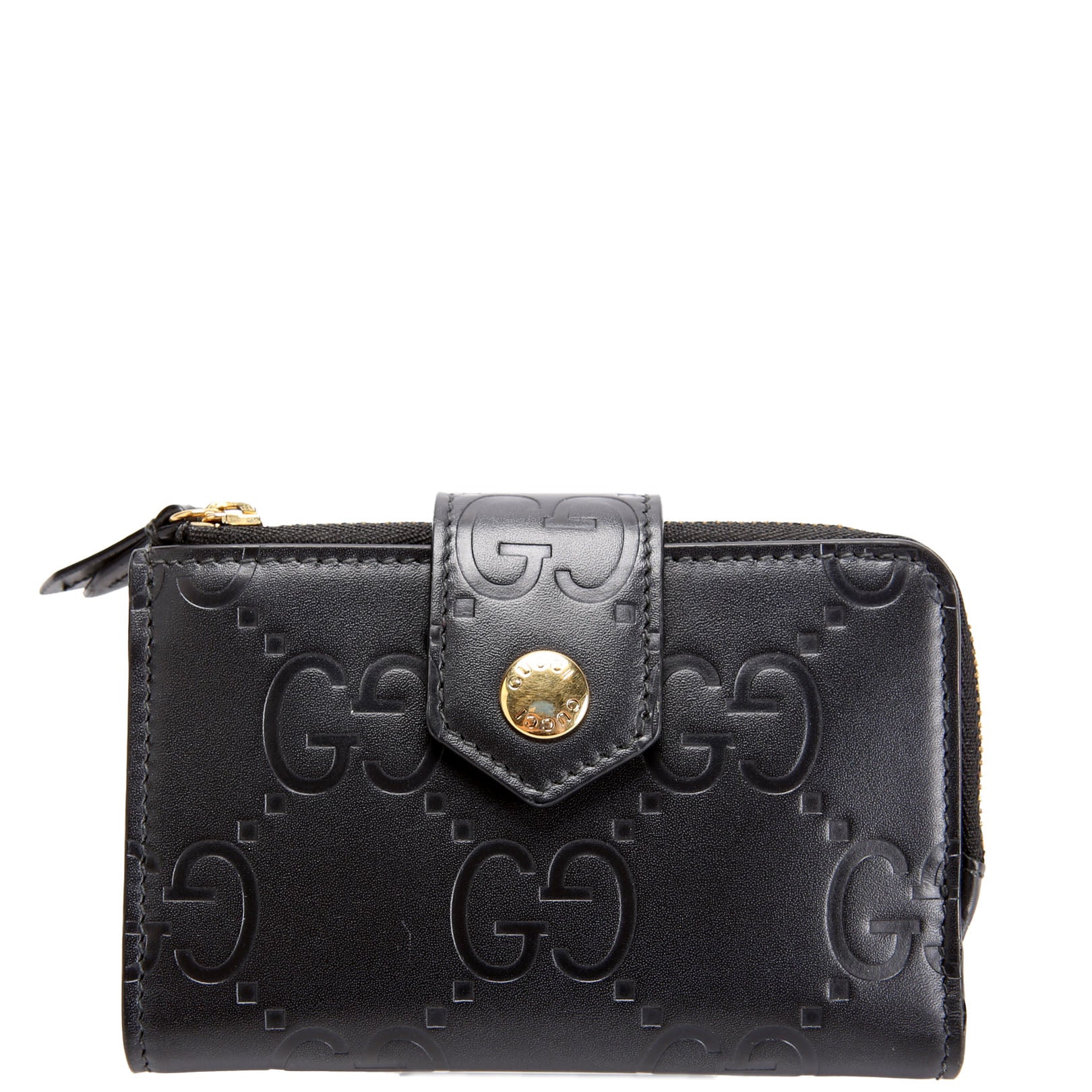 790131 Jumbo GG Leather Medium Bifold Wallet Black