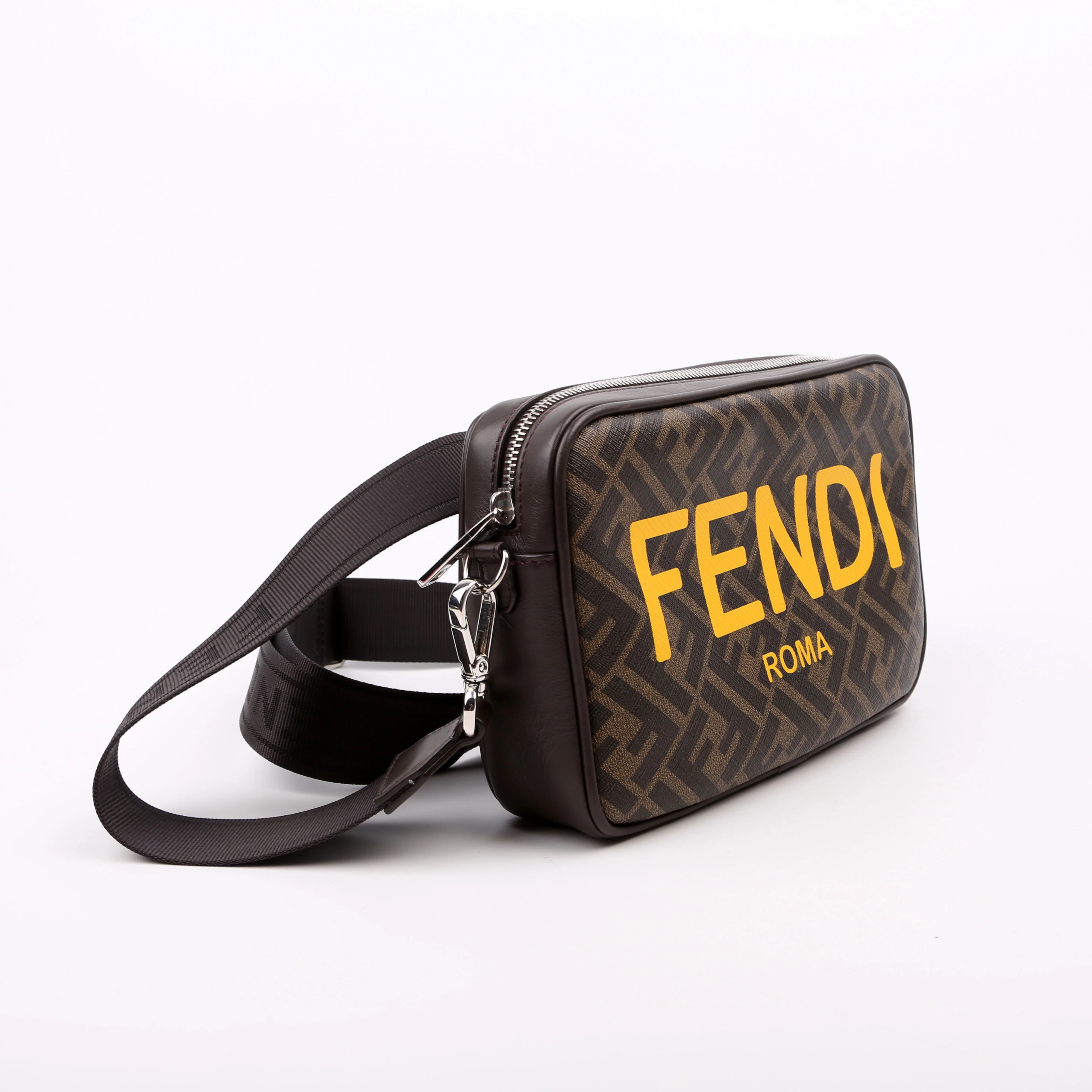 7M0286 Zucca Roma Logo/Leather Camera Case Brown - Image 2