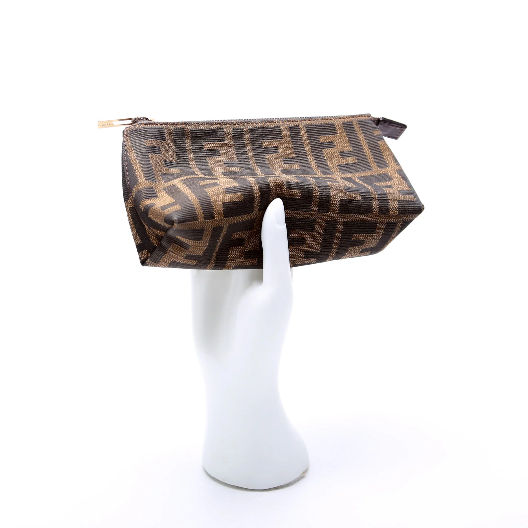 7N0037 Zucca Fabric Mini Cosmetic Pouch Brown - Image 9
