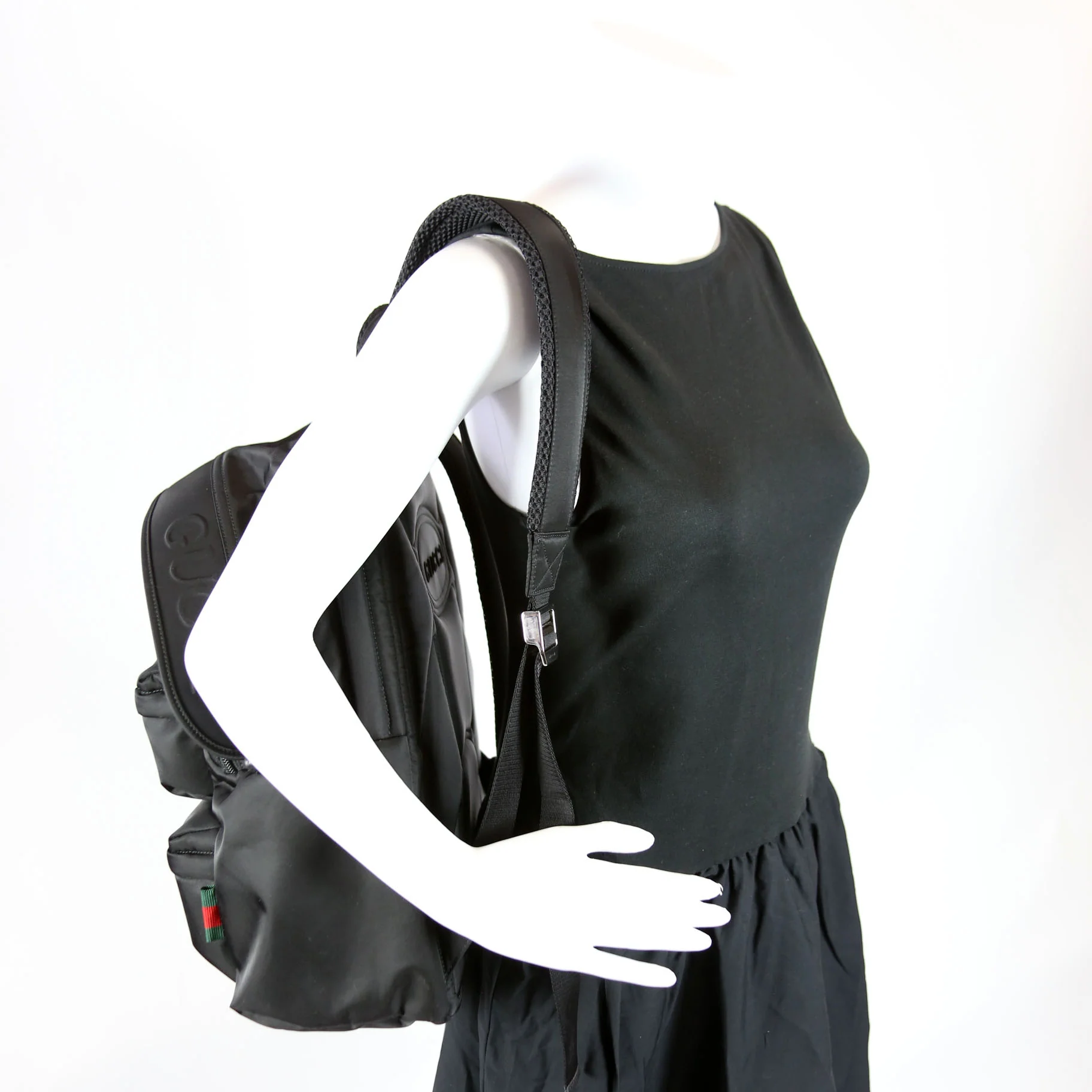 800265 Logo Nylon Backpack Medium Black - Image 9