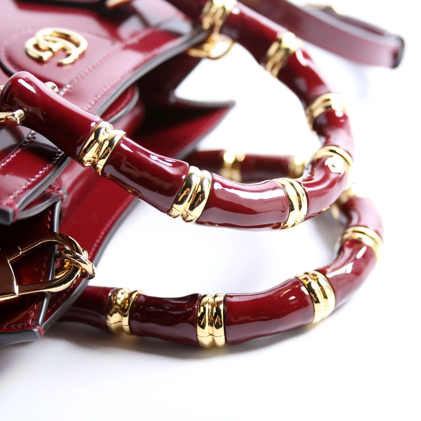 832936 Diana Mini Tote Patent Burgundy/Gold - Image 13