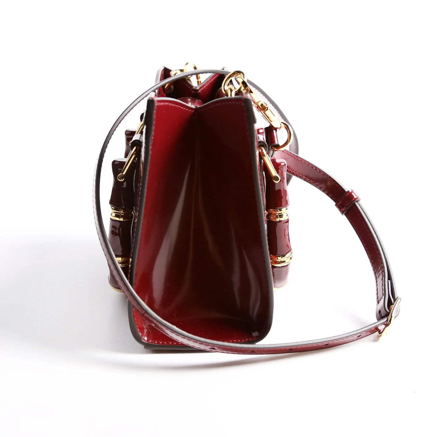 832936 Diana Mini Tote Patent Burgundy/Gold - Image 3