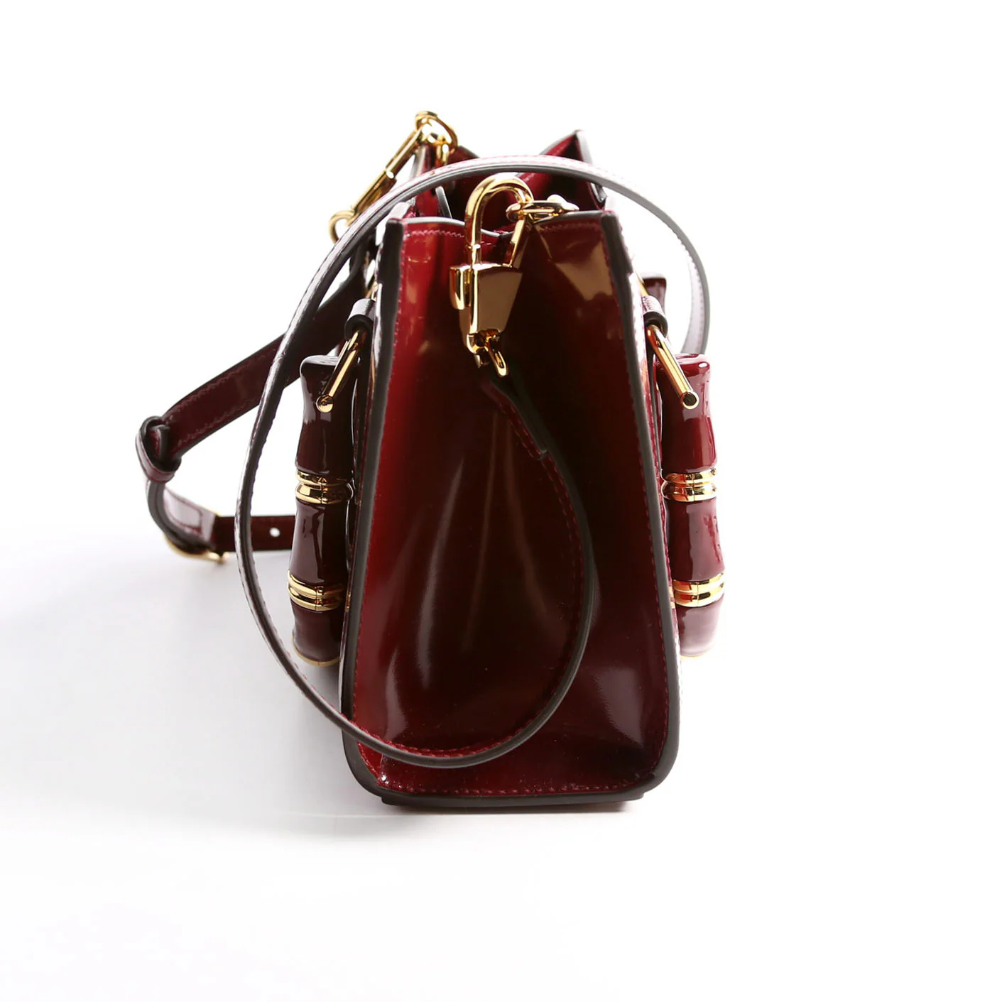 832936 Diana Mini Tote Patent Burgundy/Gold - Image 4