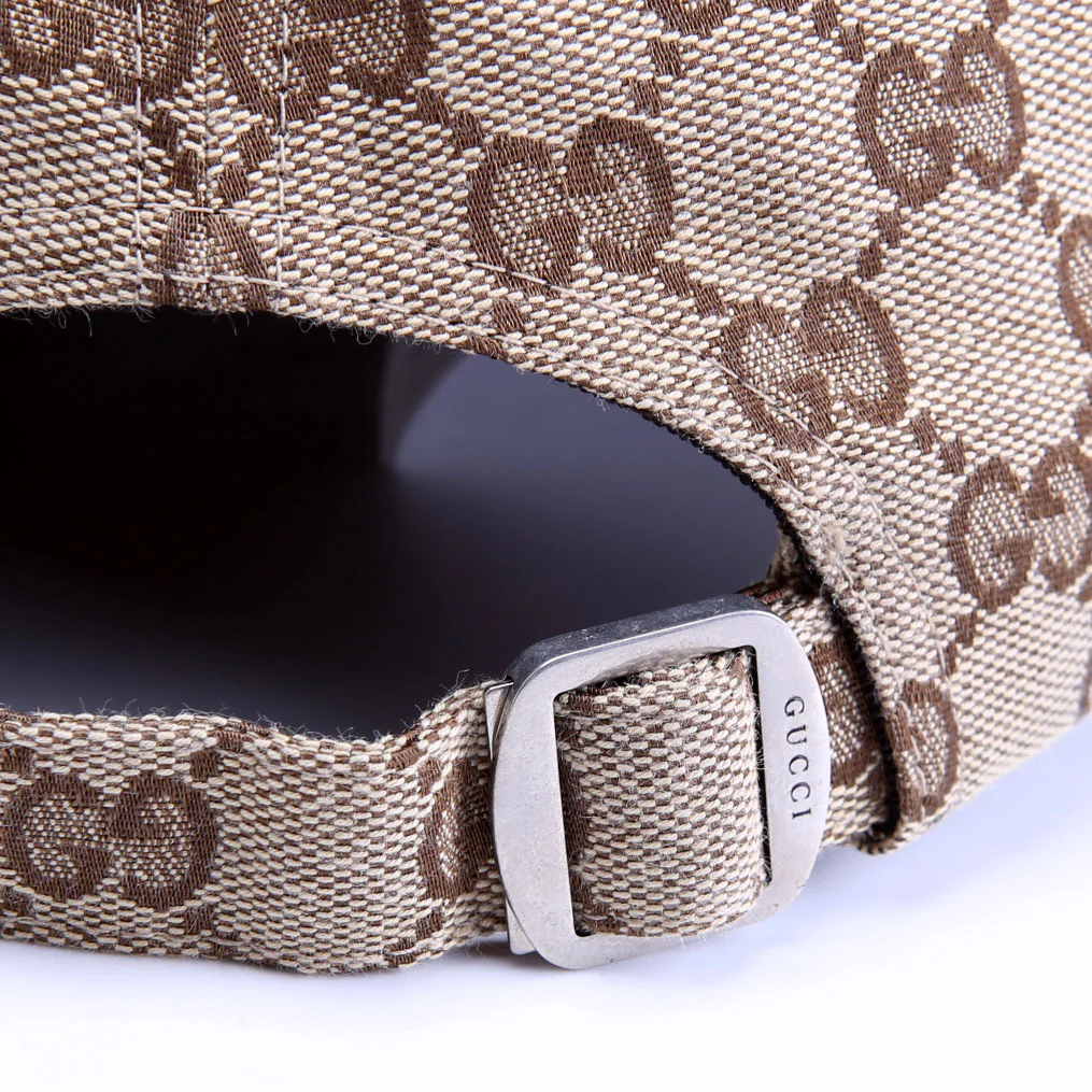 838034 GG Canvas Print Logo Hat Size M Beige/Pink - Image 4