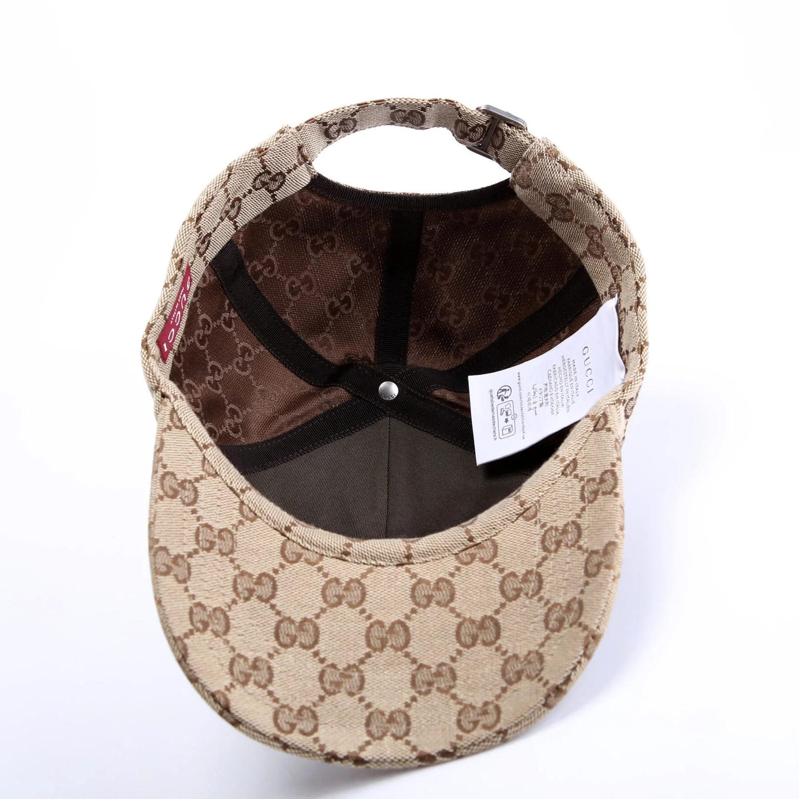 838034 GG Canvas Print Logo Hat Size M Beige/Pink - Image 6