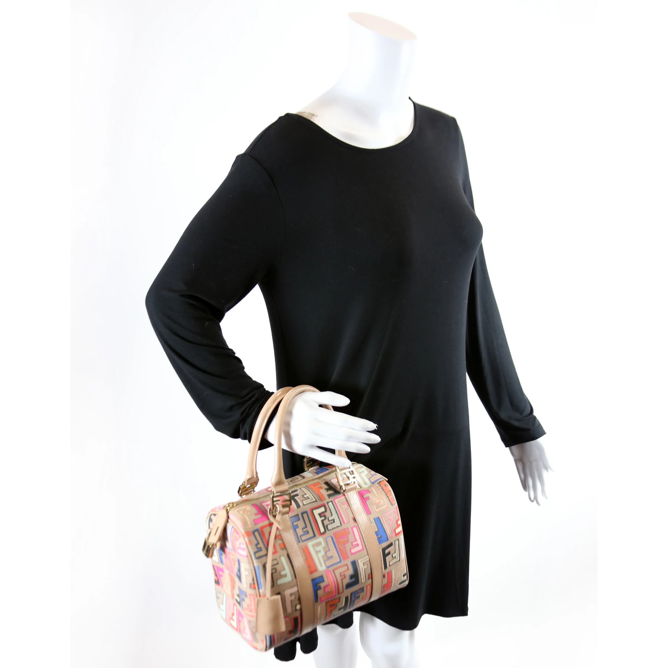 8BL068 Zucca Boston Bag Tan/Multicolor - Image 9