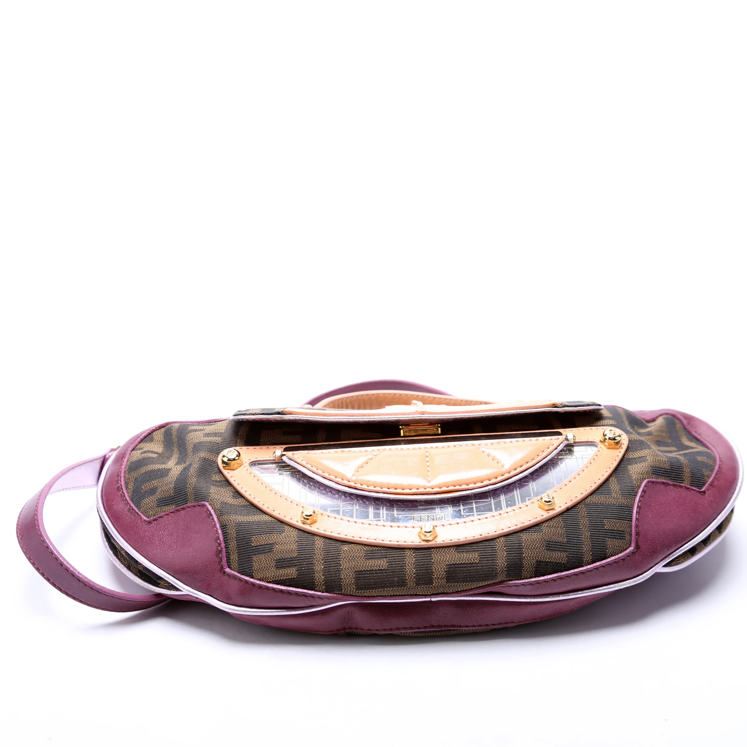 8BN133 FF Zucca Vanity Clutch Brown/Plum - Image 4
