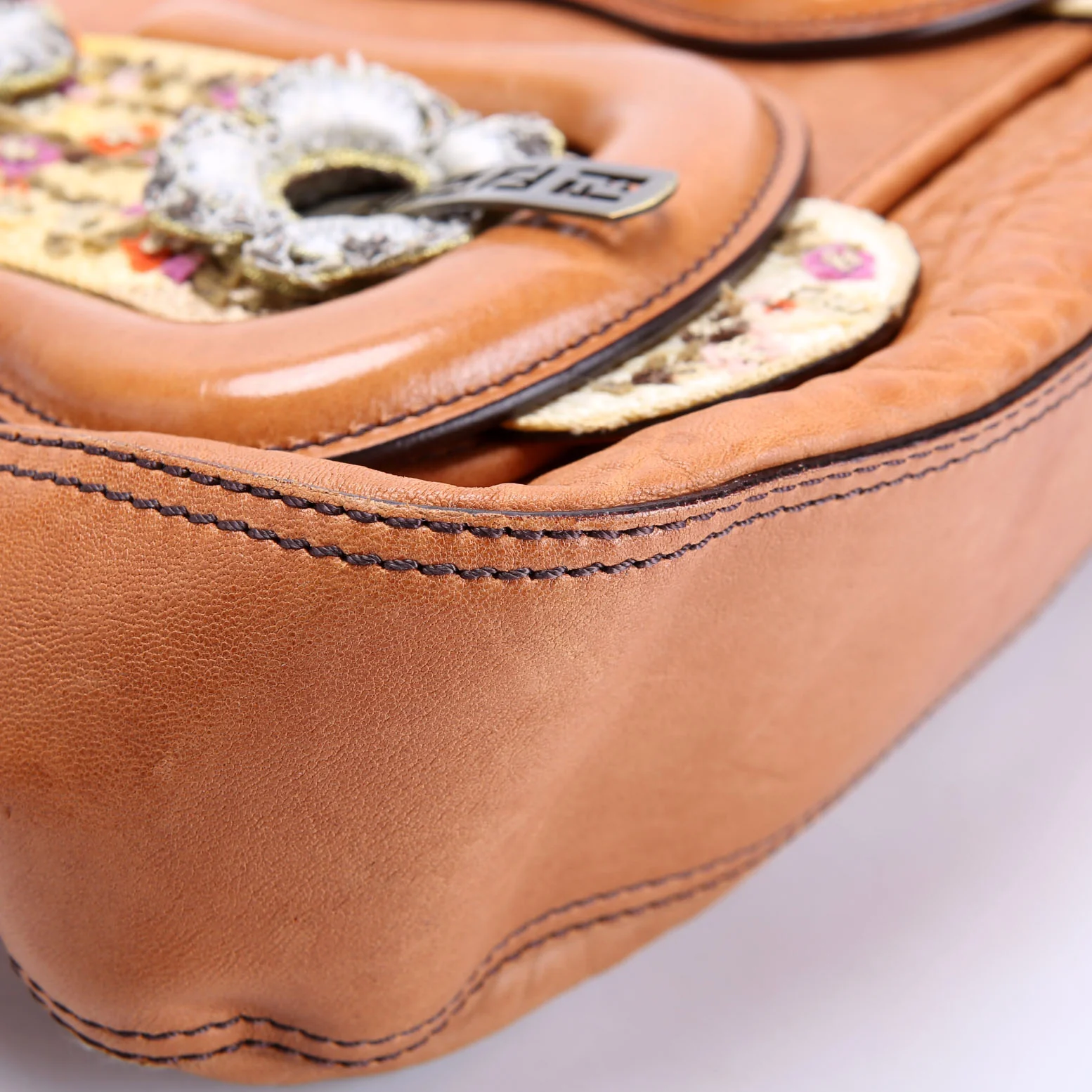 8BN165 B Bag Leather Embroidered Brown - Image 5