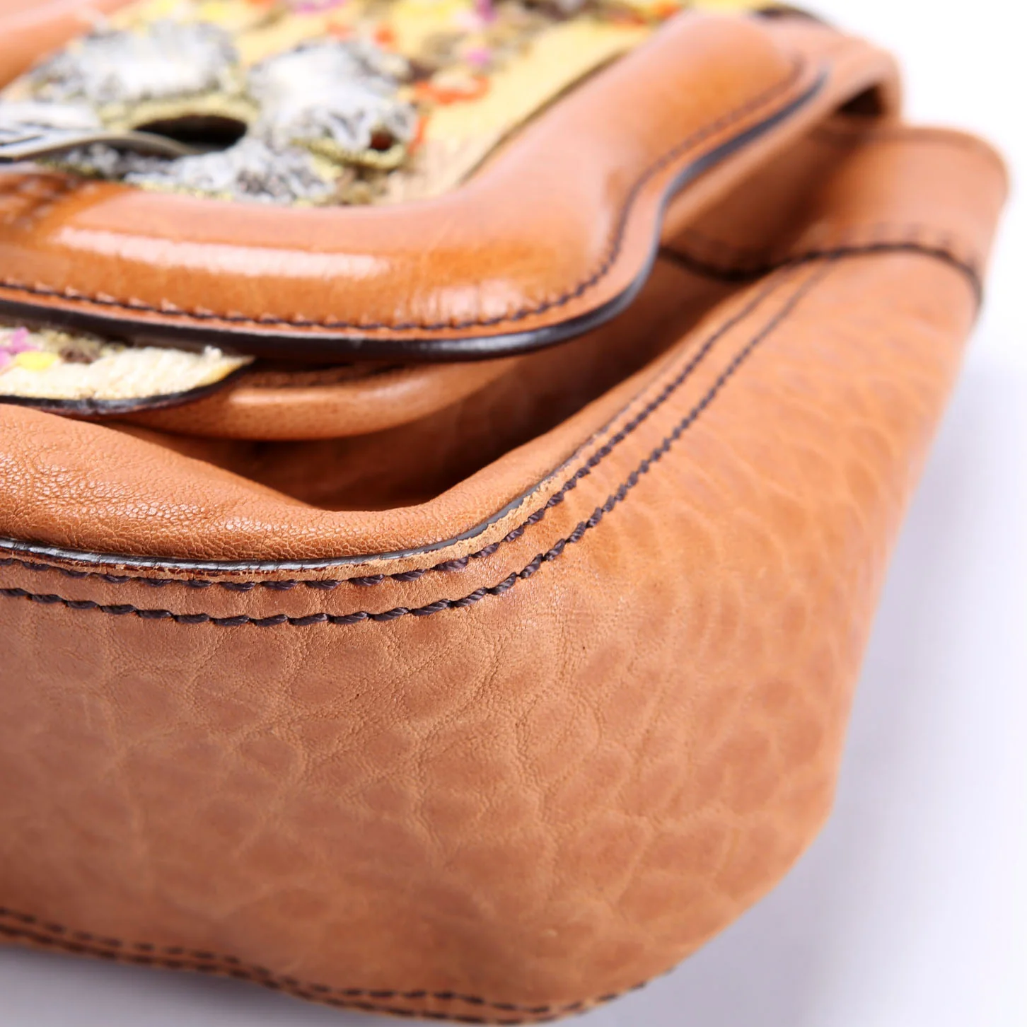 8BN165 B Bag Leather Embroidered Brown - Image 6
