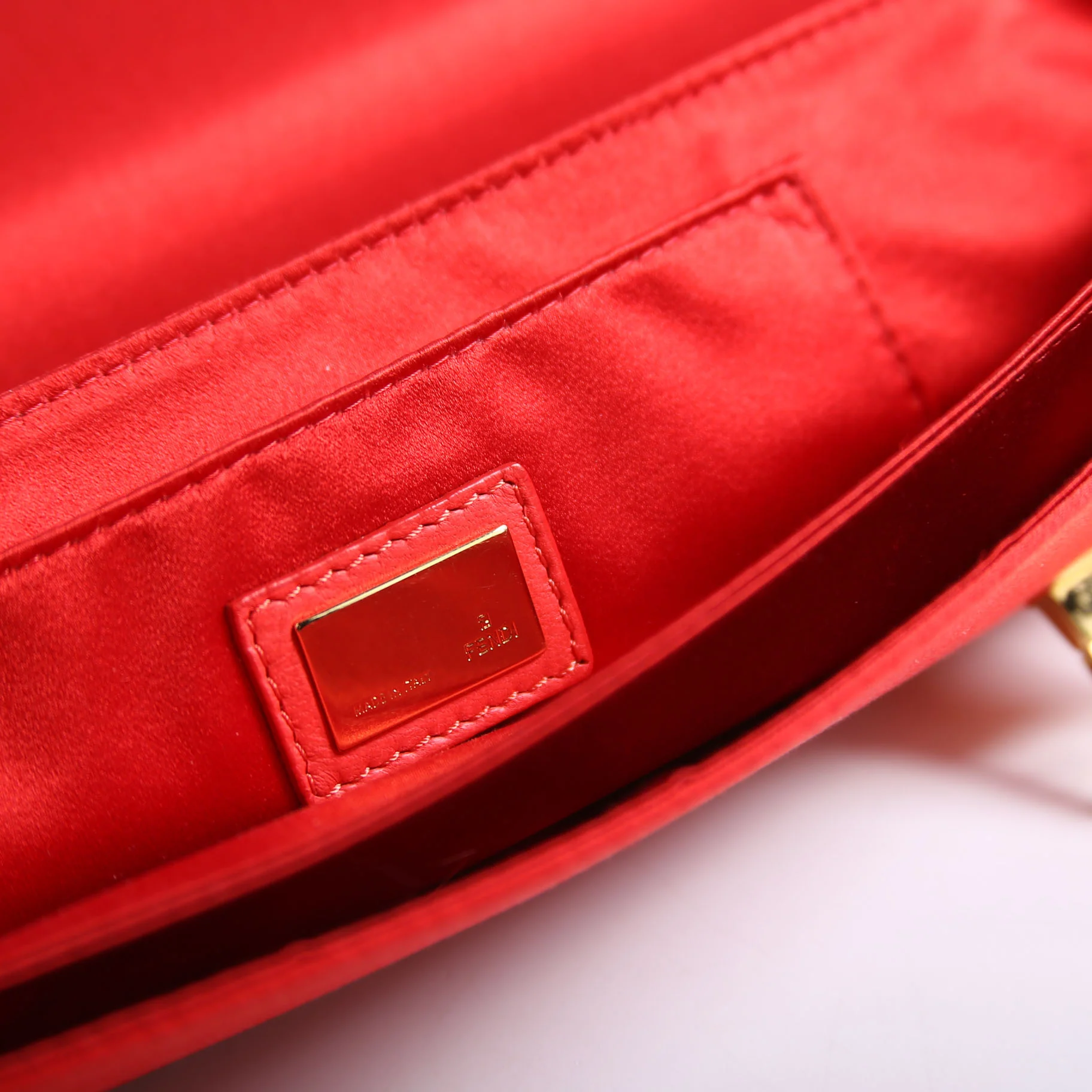 8BP032 Satin FF Clasp Long Clutch Red - Image 8