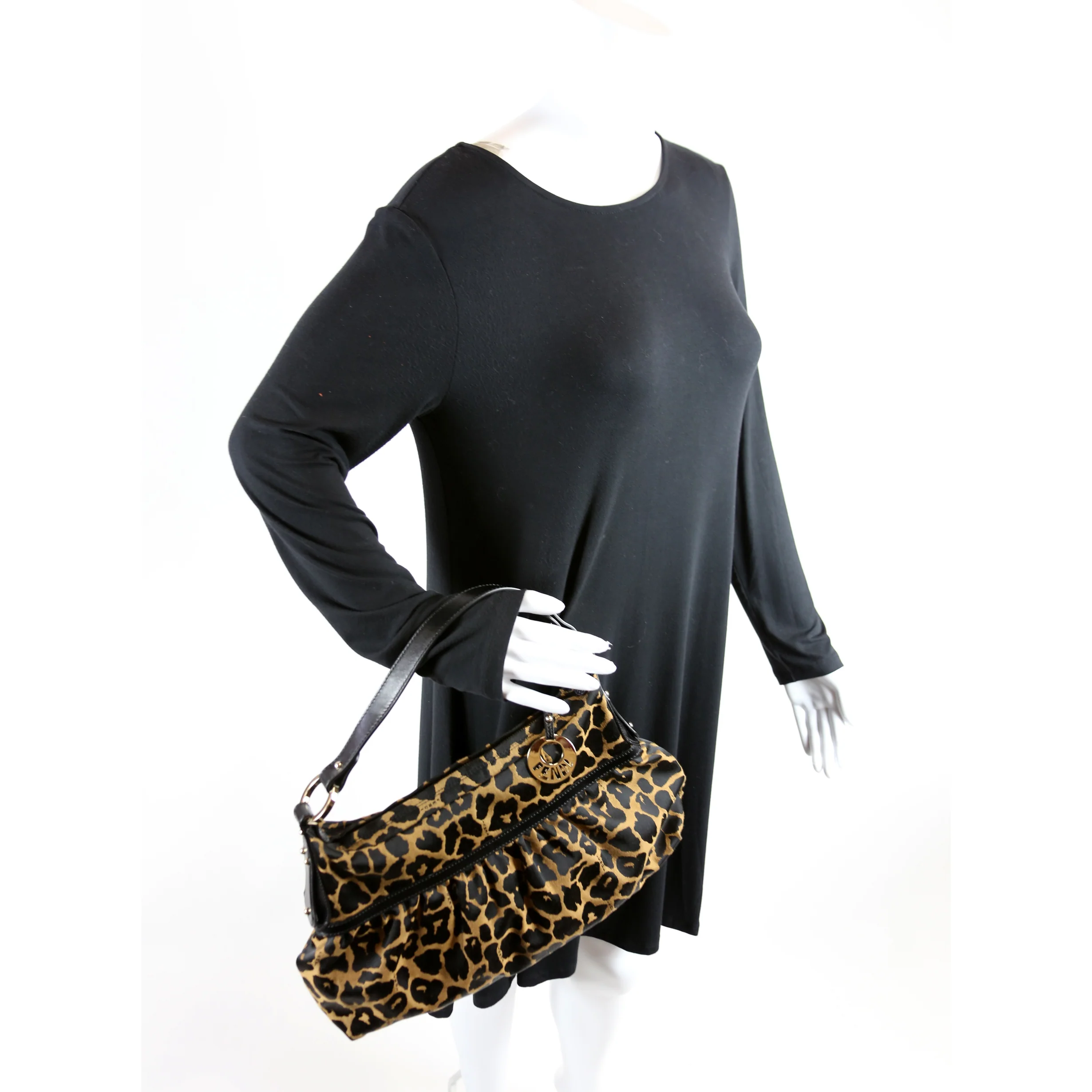 8BR448 Leopard Chef Hobo Black/Brown - Image 10