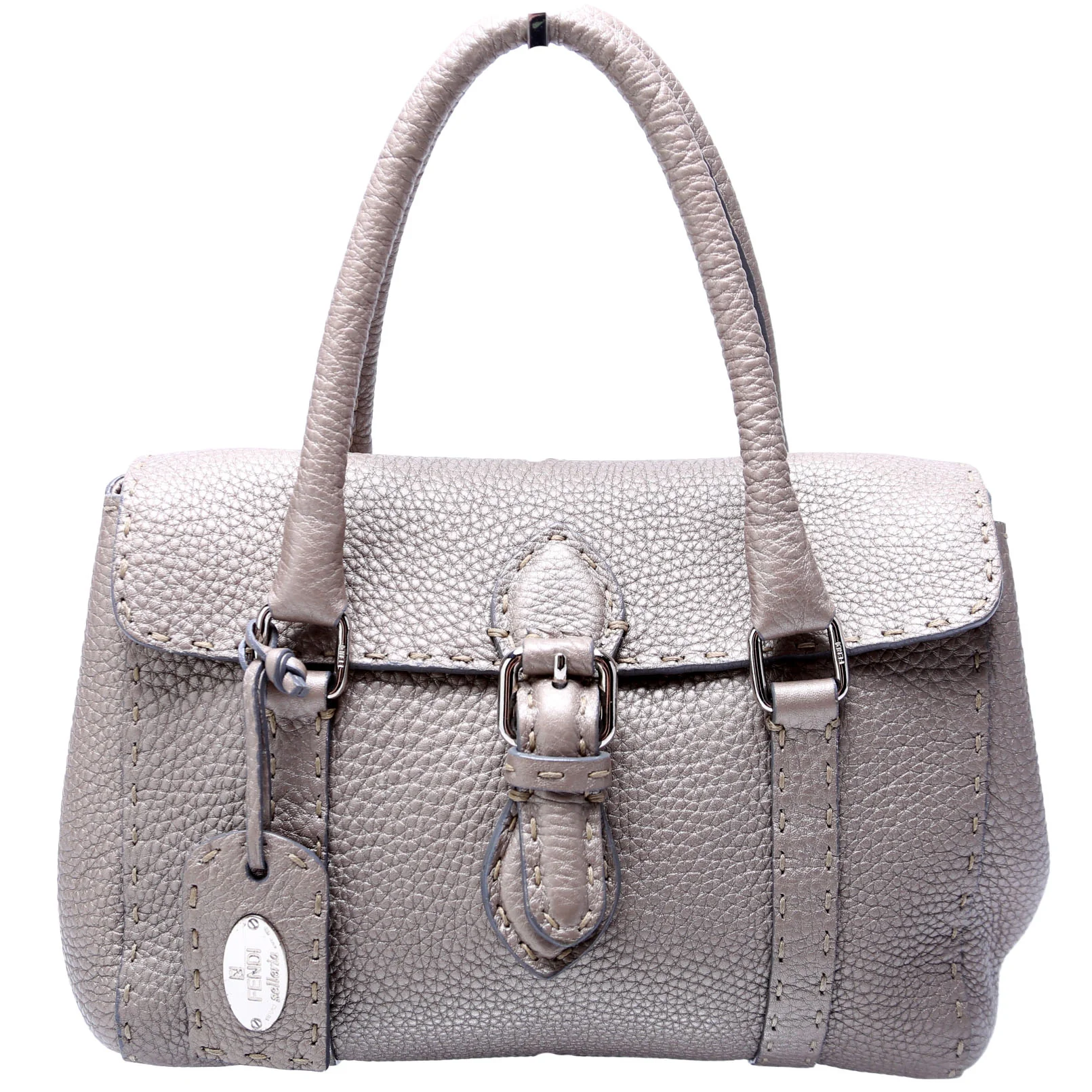 8BR486 Selleria Mini Linda Handle Bag Silver