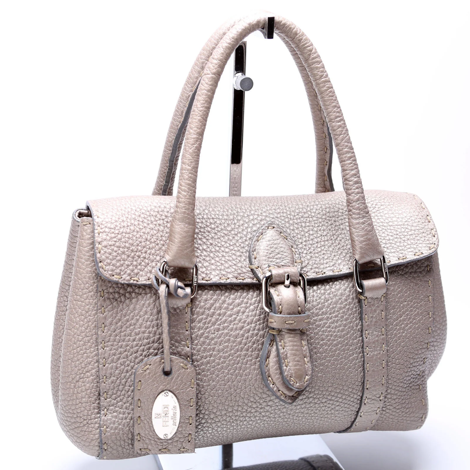 8BR486 Selleria Mini Linda Handle Bag Silver - Image 2