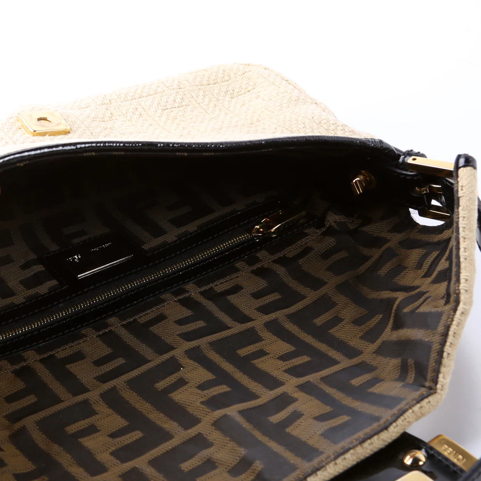 8BR600 Baguette FF Woven/Wood Beige/Black - Image 10
