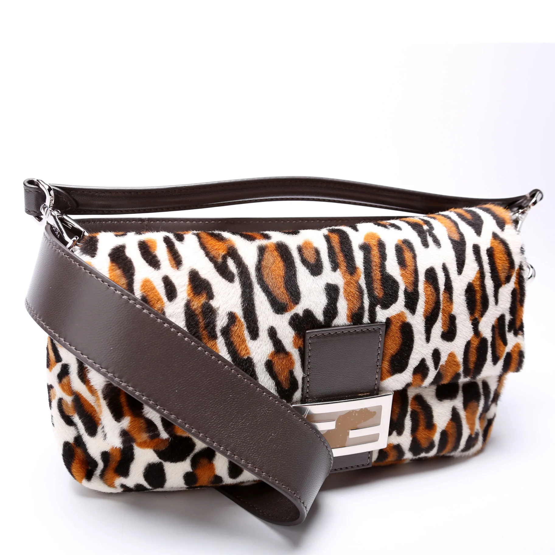 8BR600 Leopard Print Baguette Calfskin Hair - Image 2