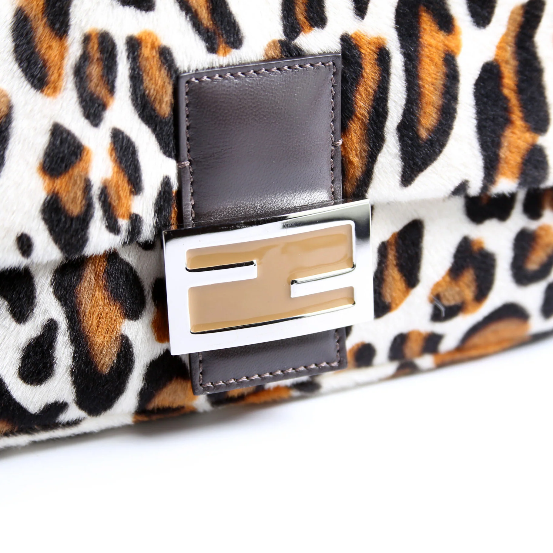 8BR600 Leopard Print Baguette Calfskin Hair - Image 12