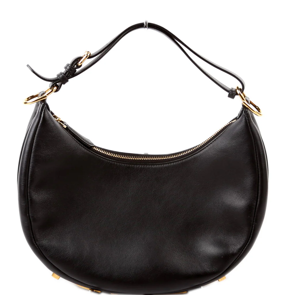 8BR798 Fendigraphy Small Leather Hobo Black
