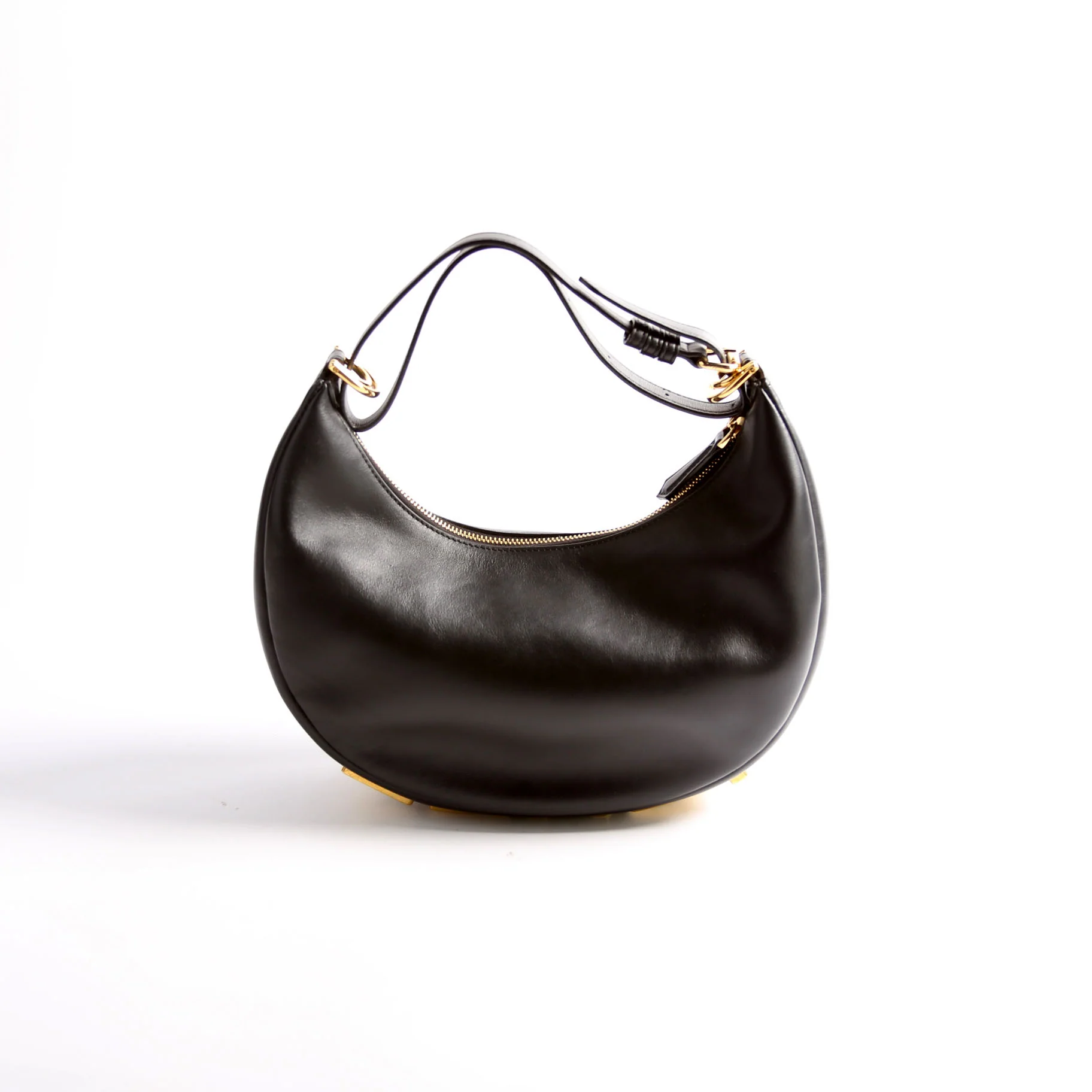 8BR798 Fendigraphy Small Leather Hobo Black - Image 2