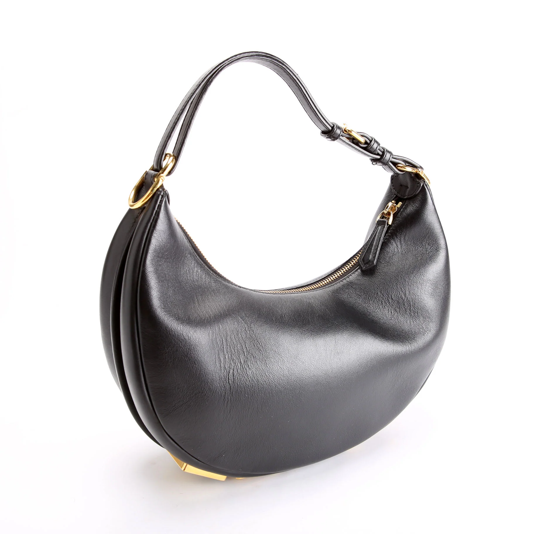 8BR798 Fendigraphy Small Leather Hobo Black - Image 2