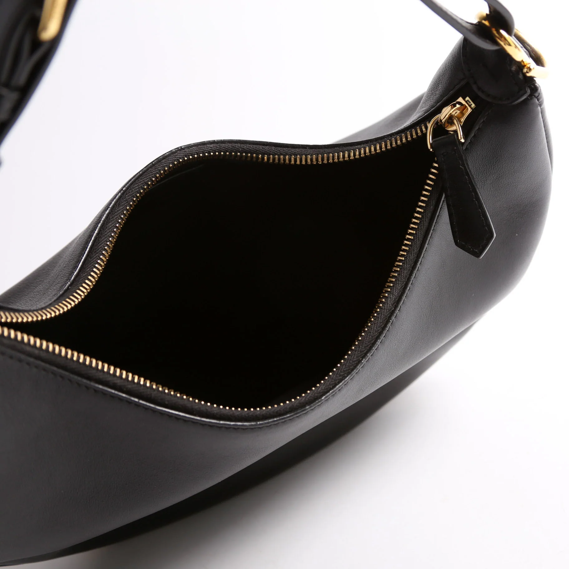 8BR798 Fendigraphy Small Leather Hobo Black - Image 8