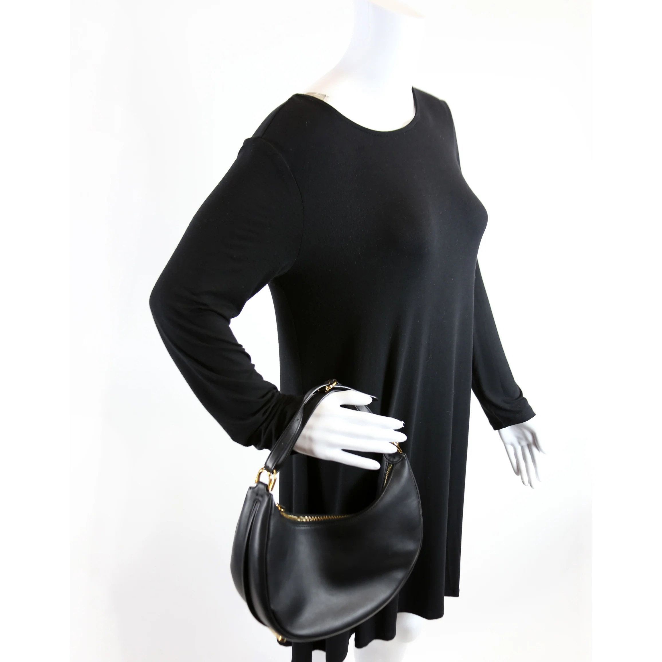 8BR798 Fendigraphy Small Leather Hobo Black - Image 9