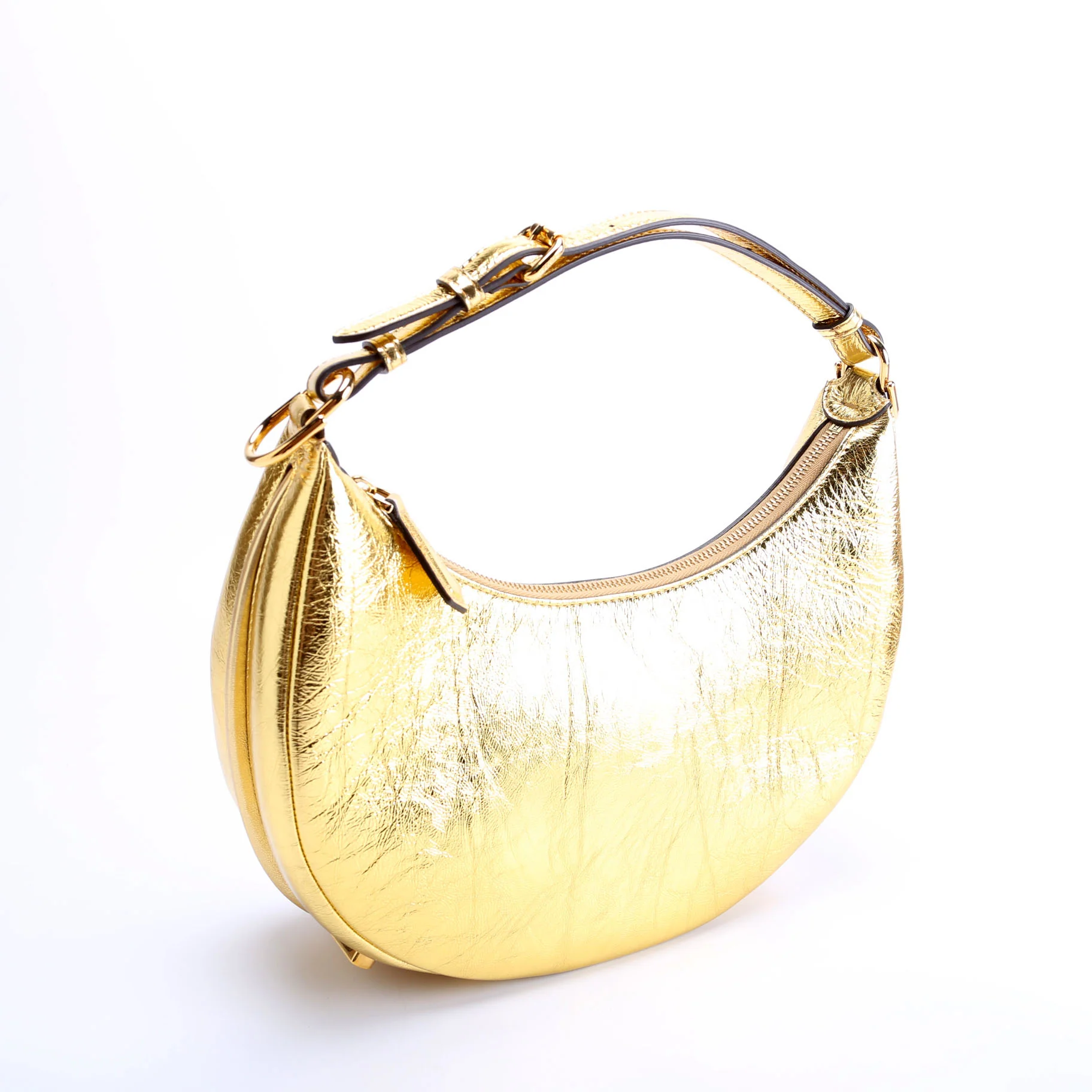 8BR798 Fendigraphy Small Leather Hobo Gold - Image 2