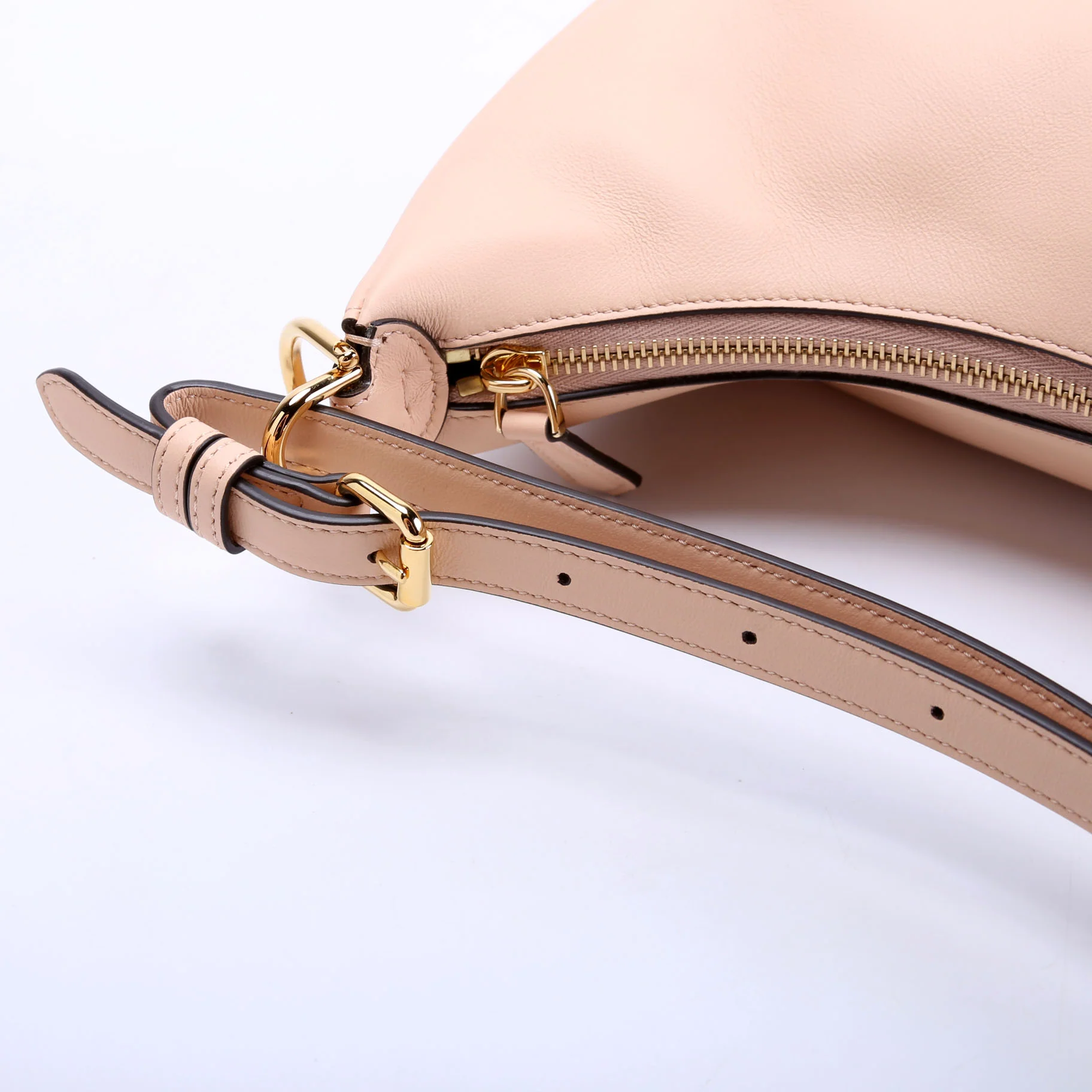 8BR798 Fendigraphy Small Leather Hobo Nude - Image 6