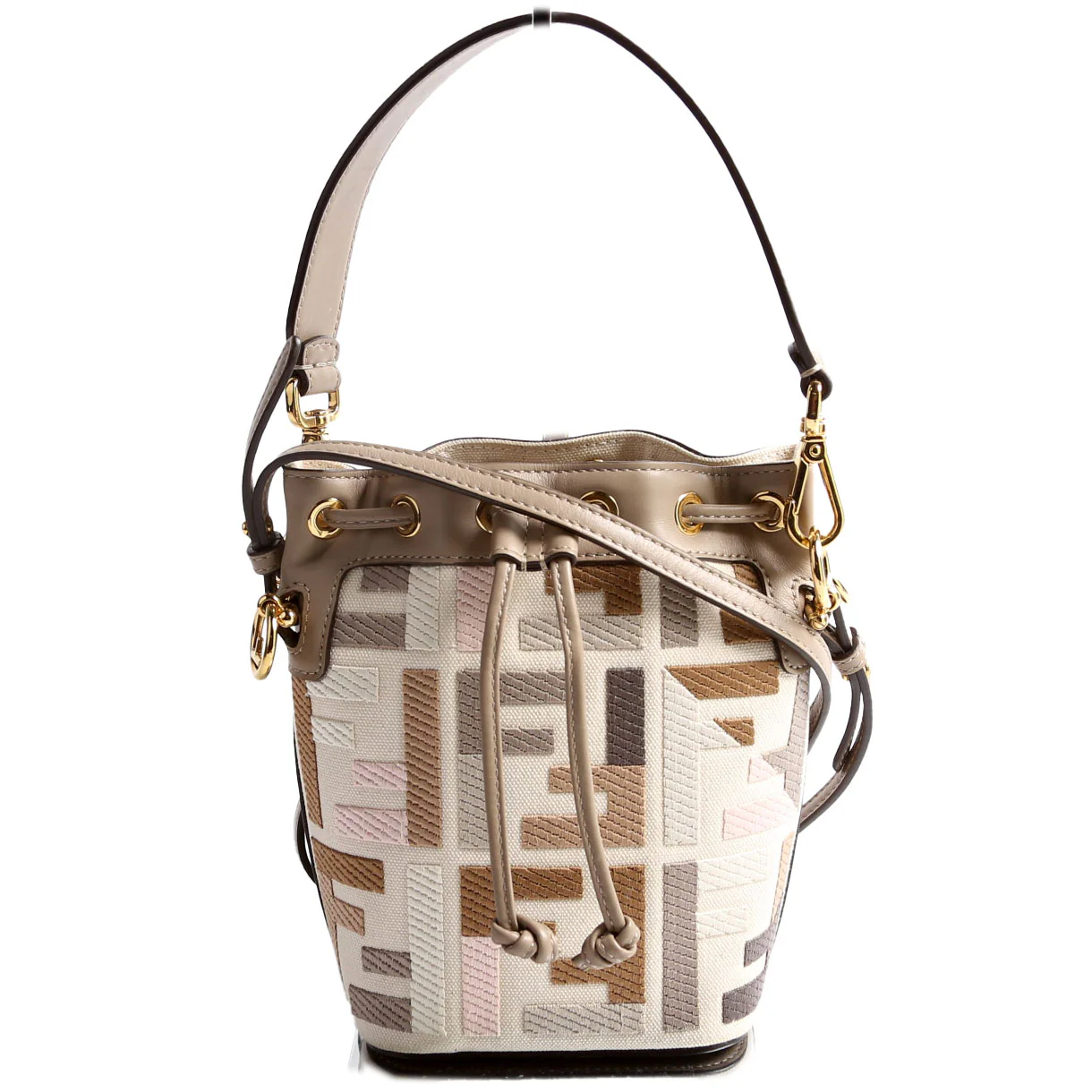 8BS010 Mon Tresor Mini Bucket Leather Canvas FF