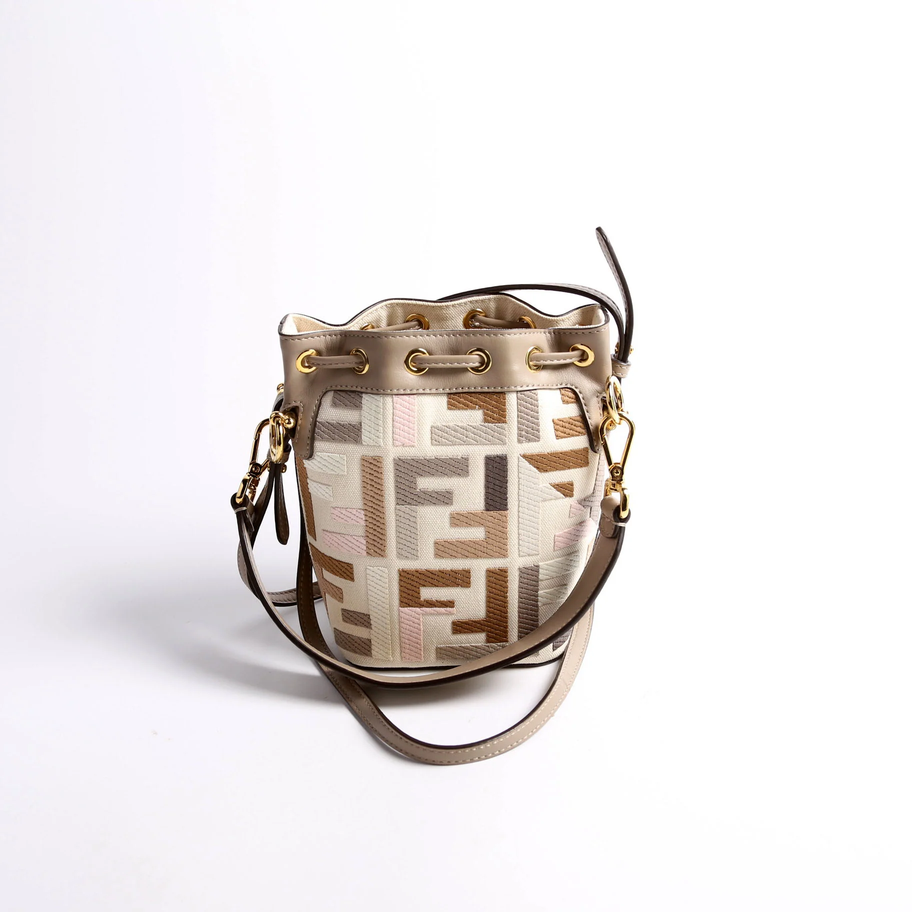 8BS010 Mon Tresor Mini Bucket Leather Canvas FF - Image 2