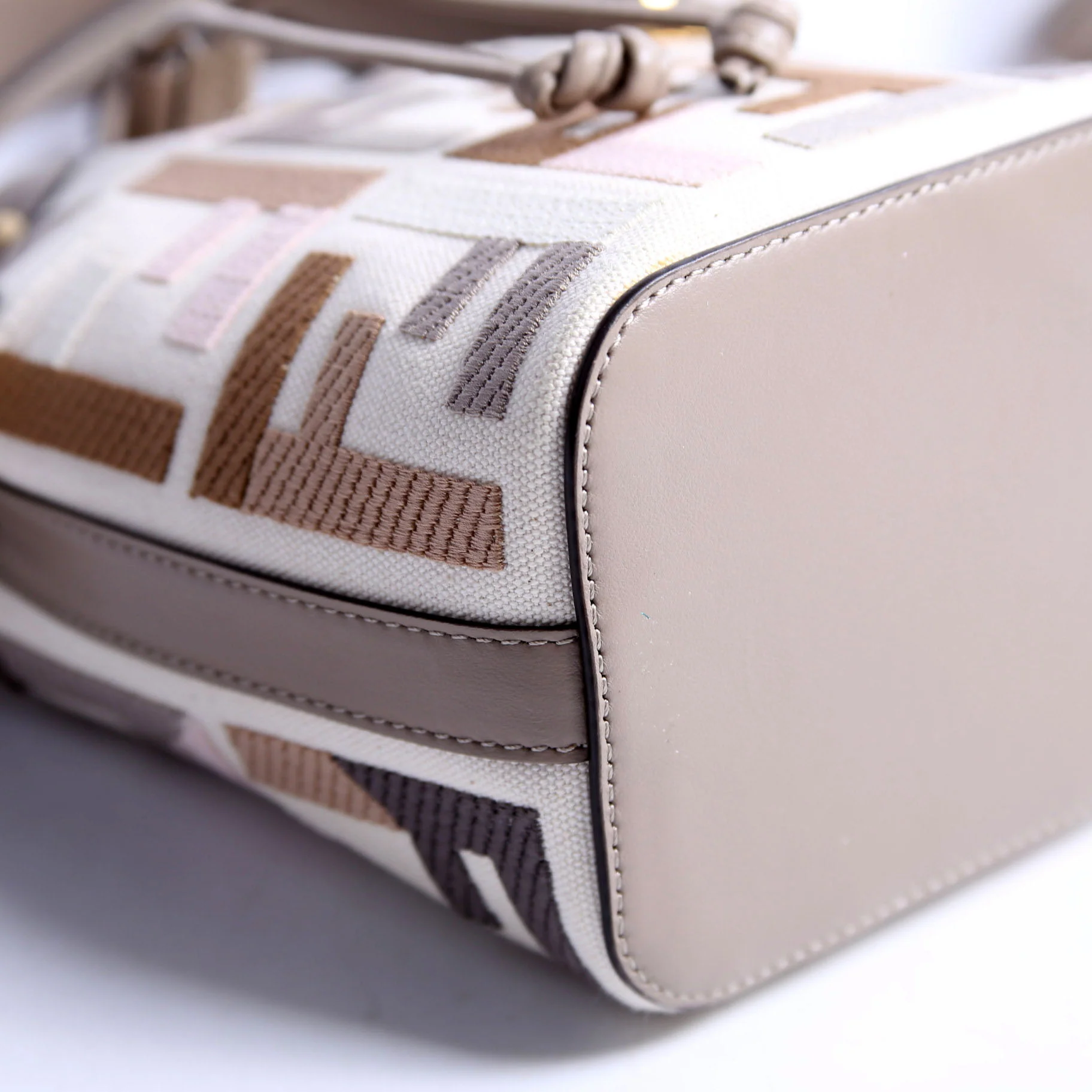 8BS010 Mon Tresor Mini Bucket Leather Canvas FF - Image 4