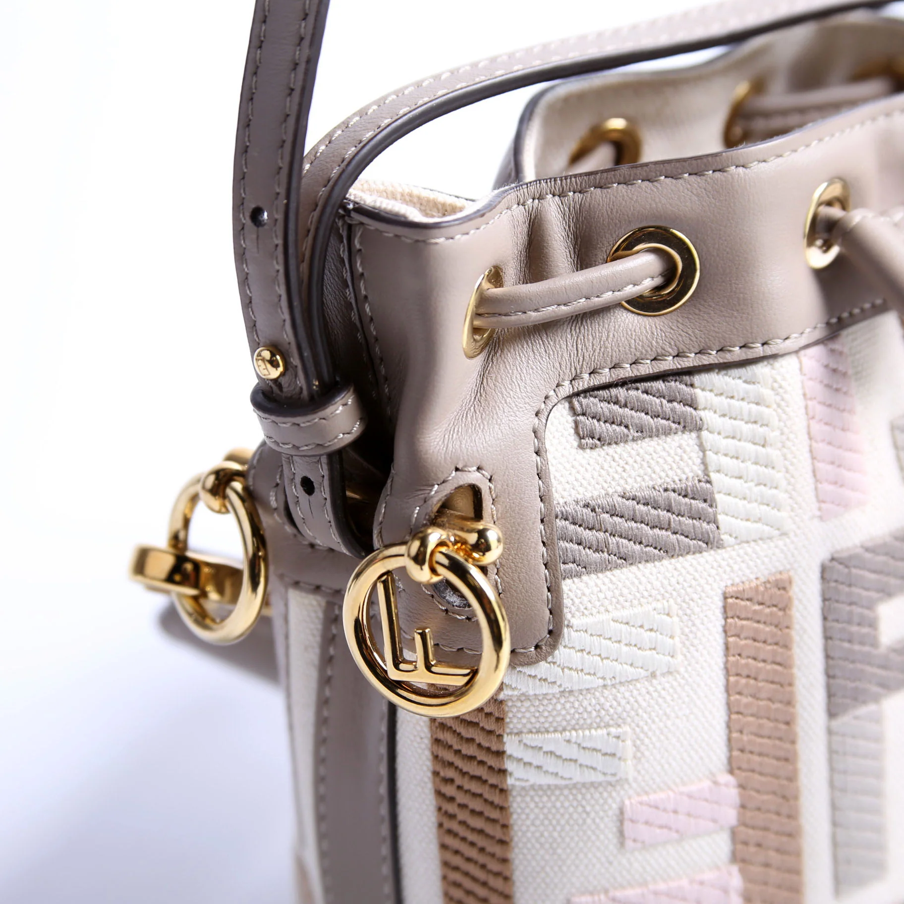 8BS010 Mon Tresor Mini Bucket Leather Canvas FF - Image 6