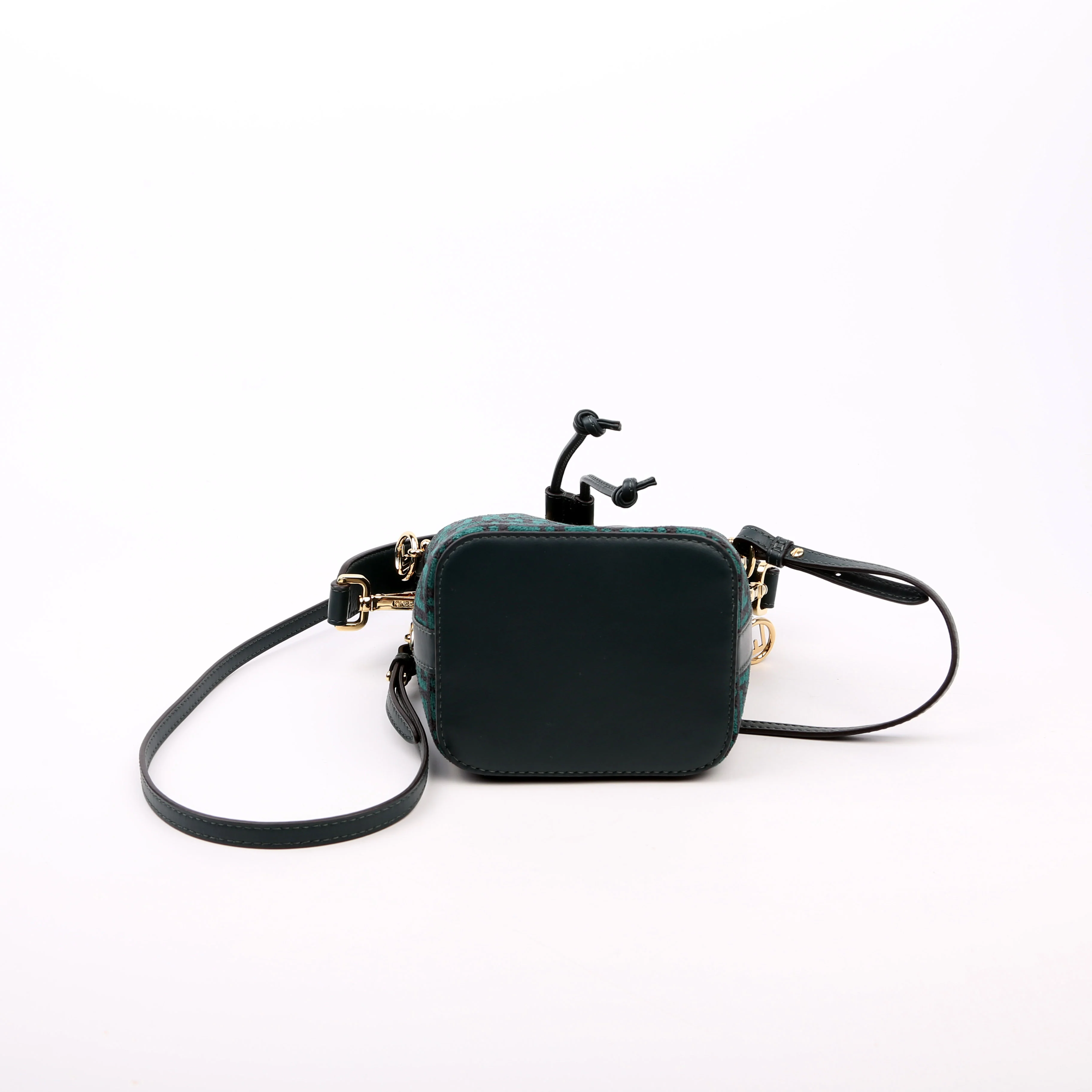 8BS010 Mon Tresor Mini Bucket Leather Canvas FF Green - Image 4