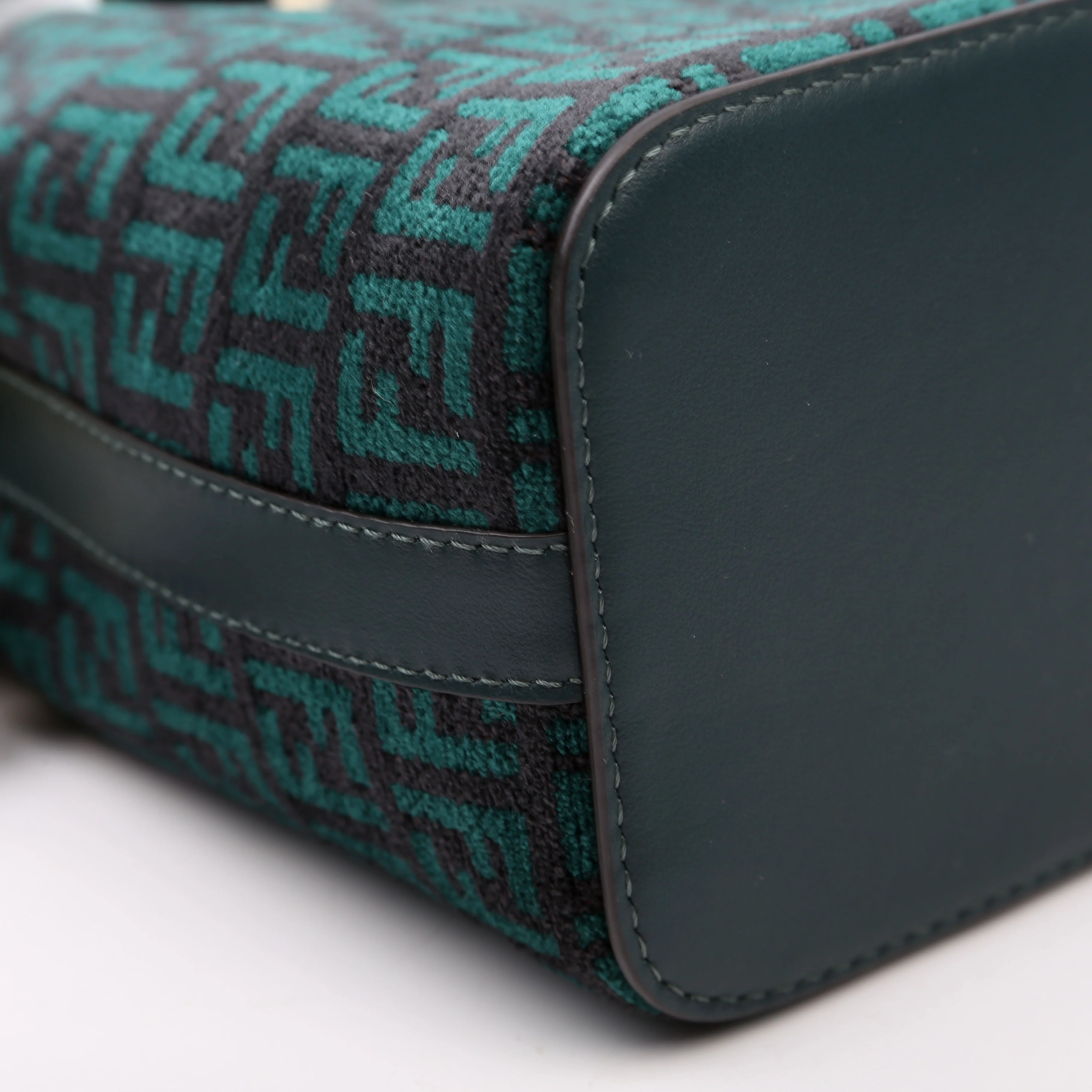 8BS010 Mon Tresor Mini Bucket Leather Canvas FF Green - Image 5