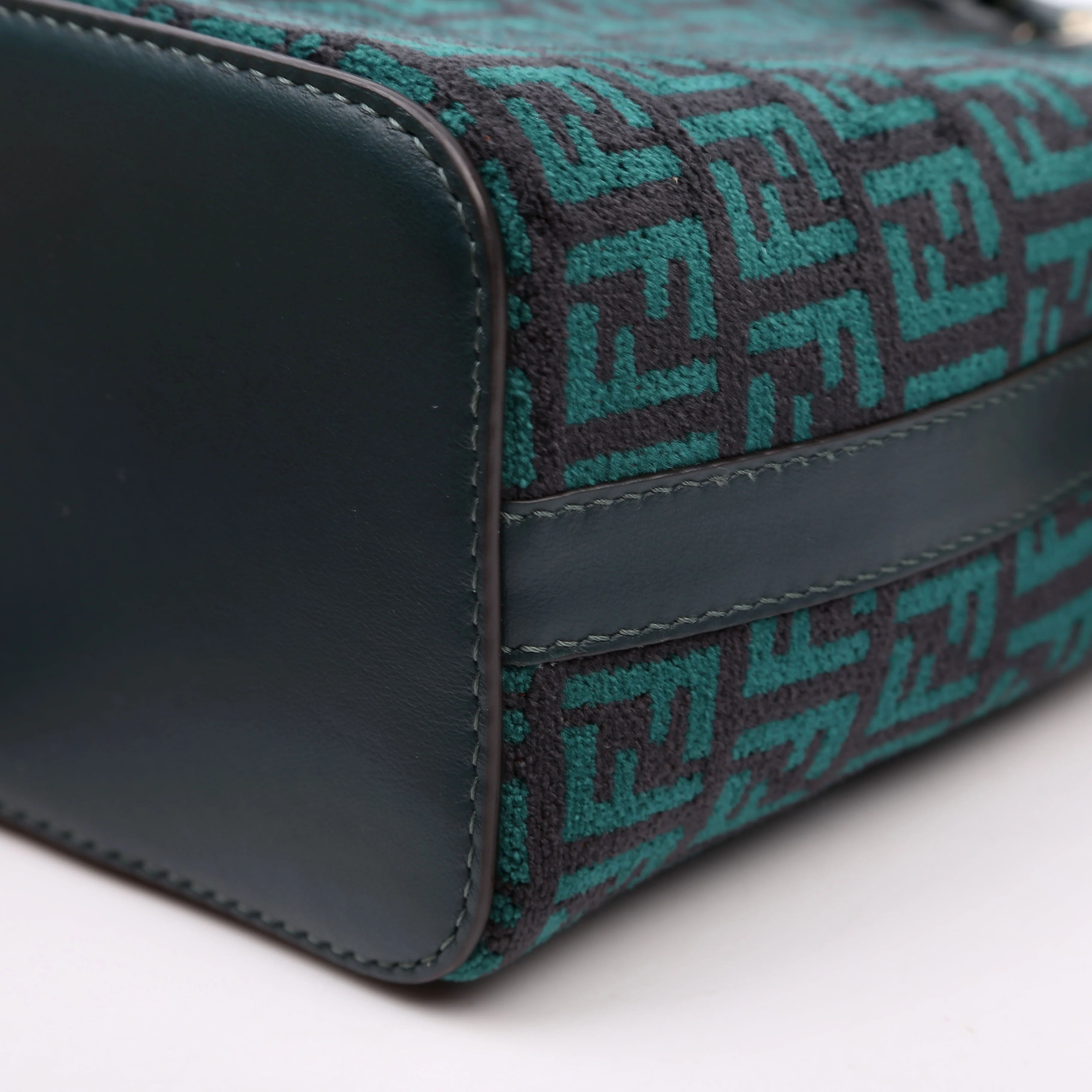 8BS010 Mon Tresor Mini Bucket Leather Canvas FF Green - Image 6