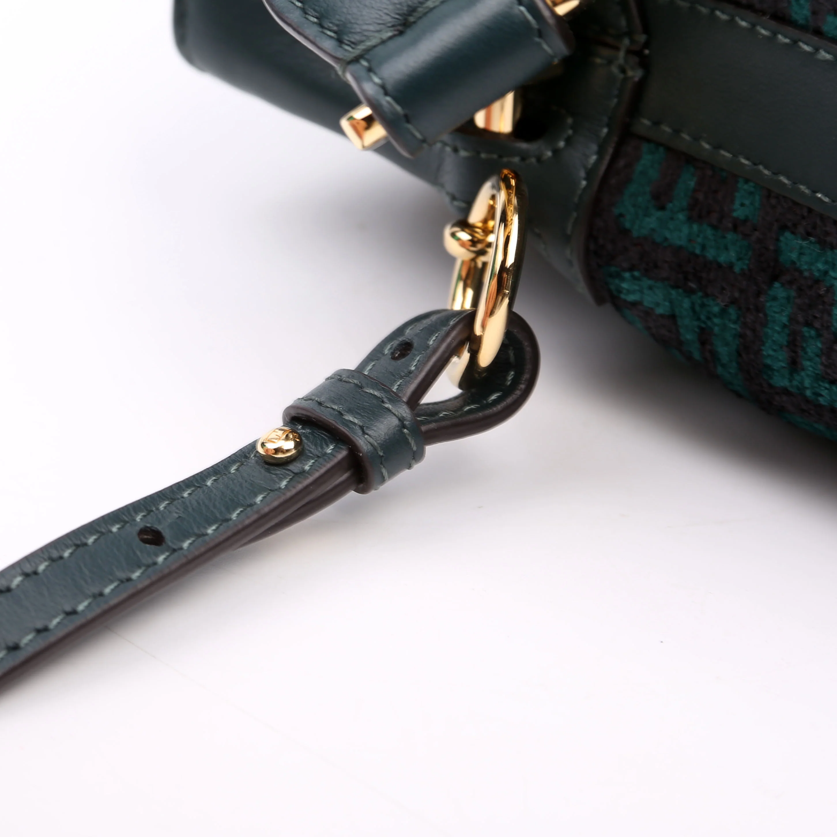 8BS010 Mon Tresor Mini Bucket Leather Canvas FF Green - Image 7