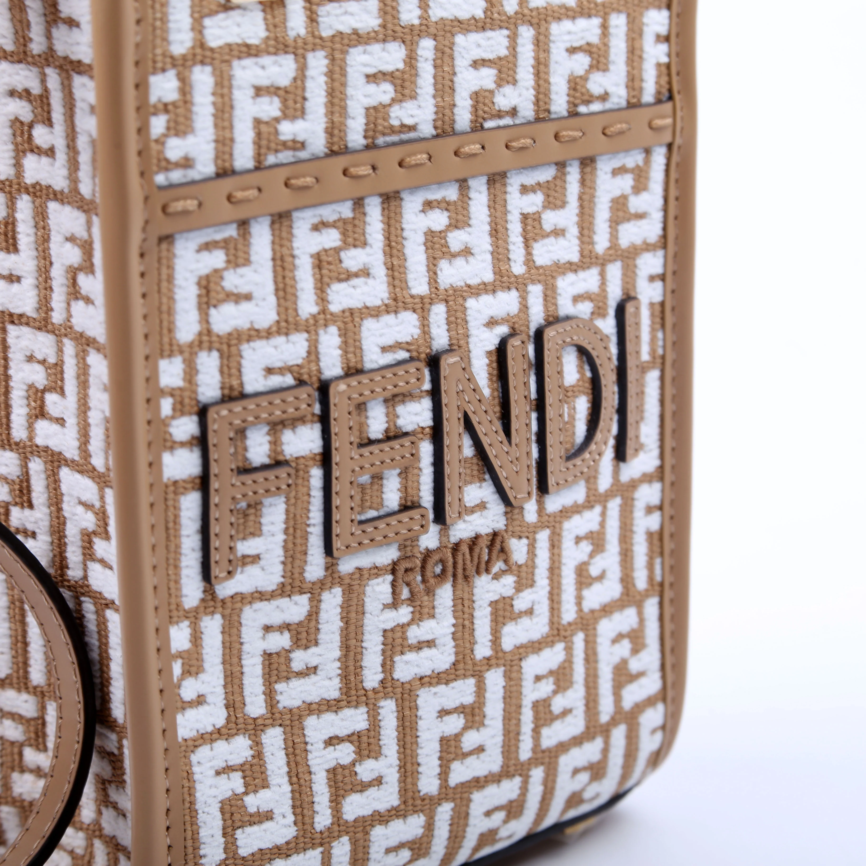 8BS051 Raffia FF Mini Sunshine Shopper Tan - Image 8