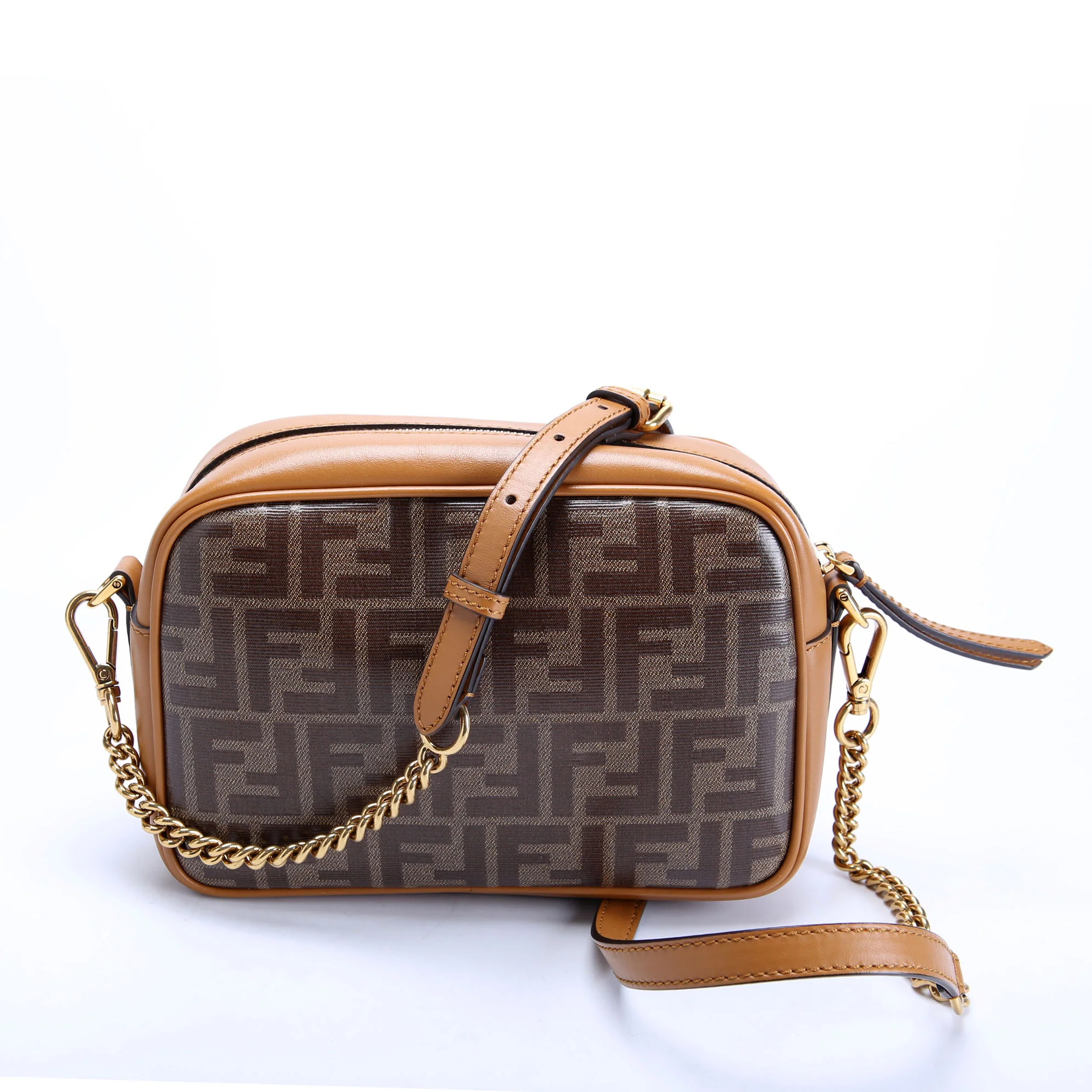 8BT287 Coated Canvas Small Camera Bag Brown - Image 3