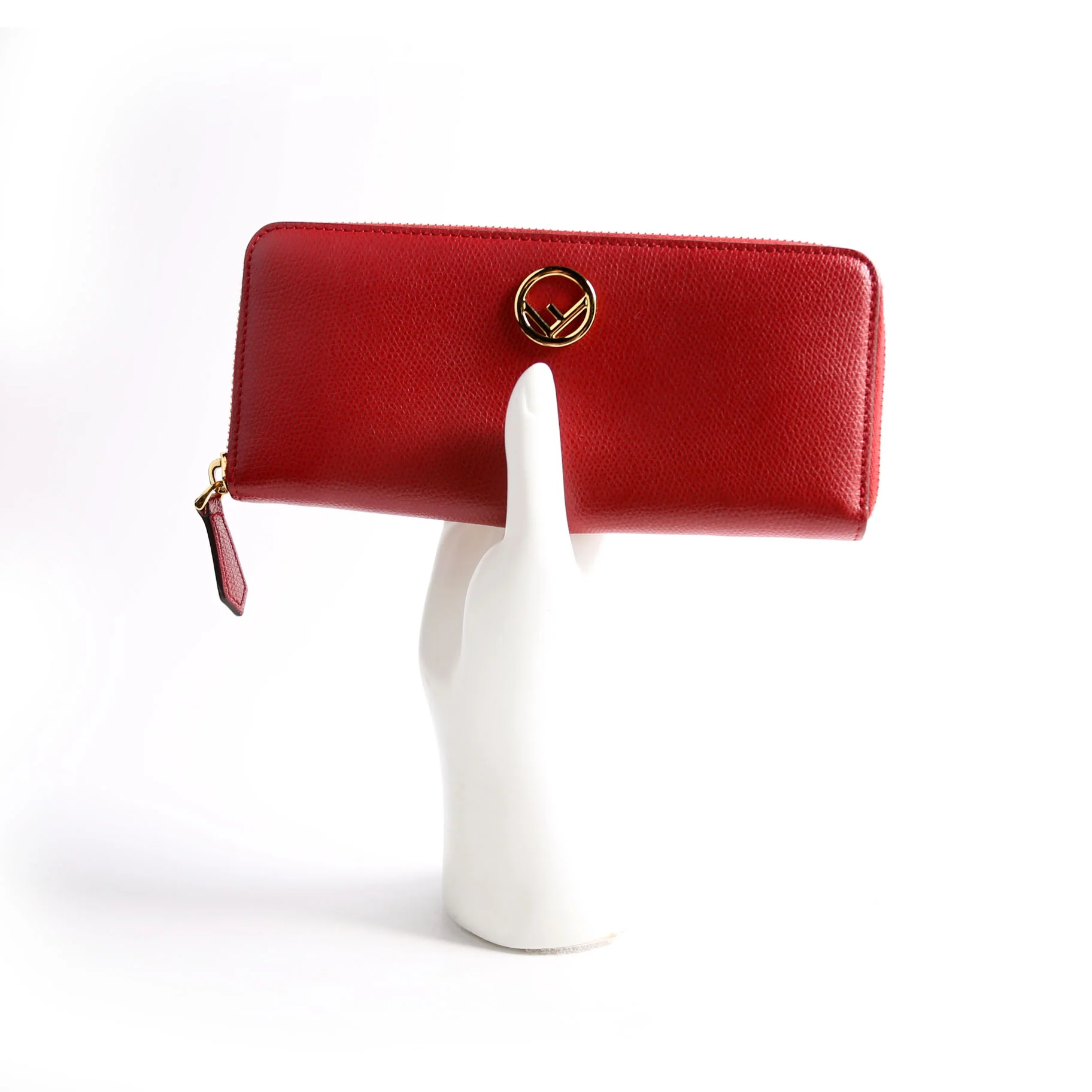 8M0406 F Is Fendi Slim Zip Around Wallet Red - Image 12