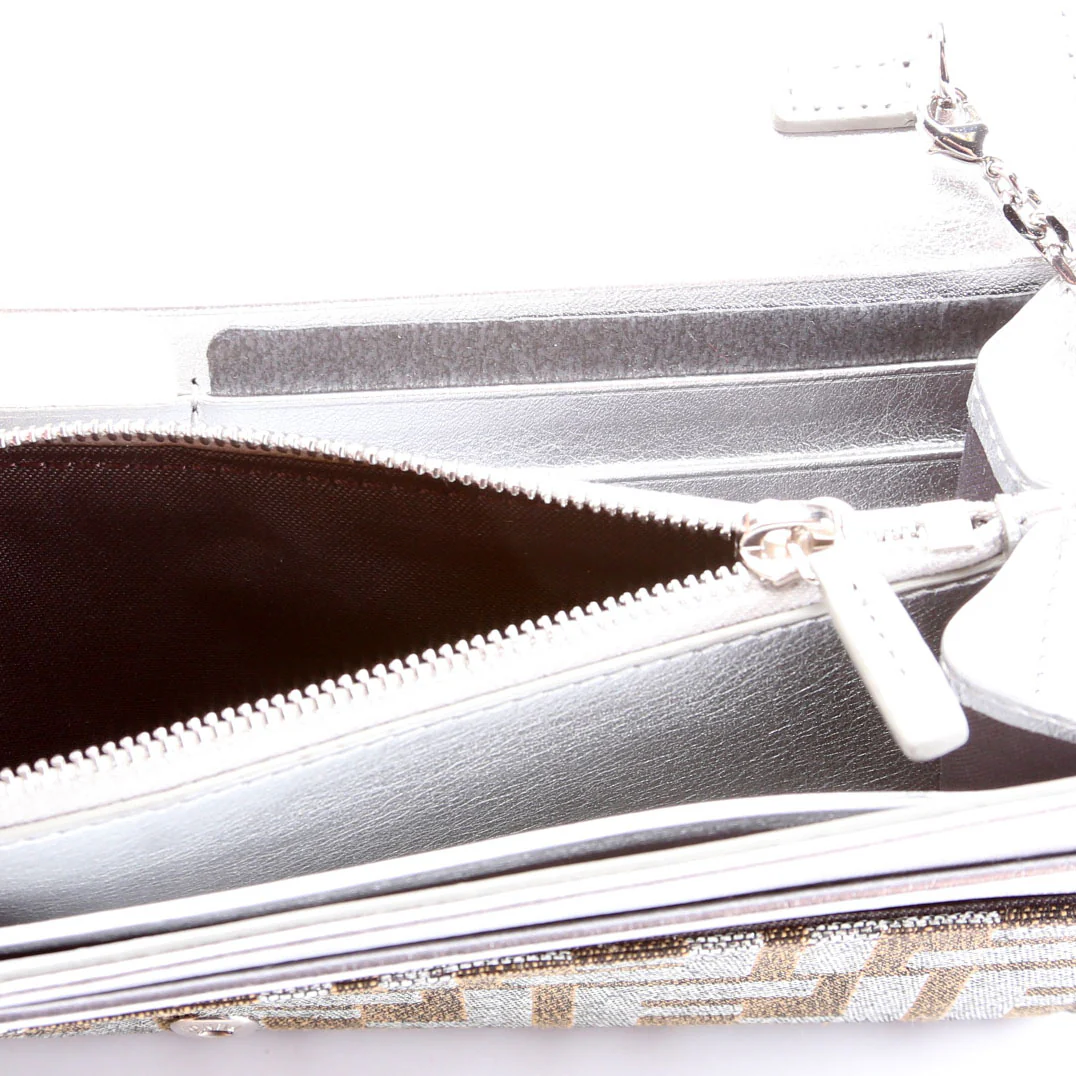 8M3065 FF Jacquard 1974 Continental Wallet On Chain Brown/Silver - Image 8