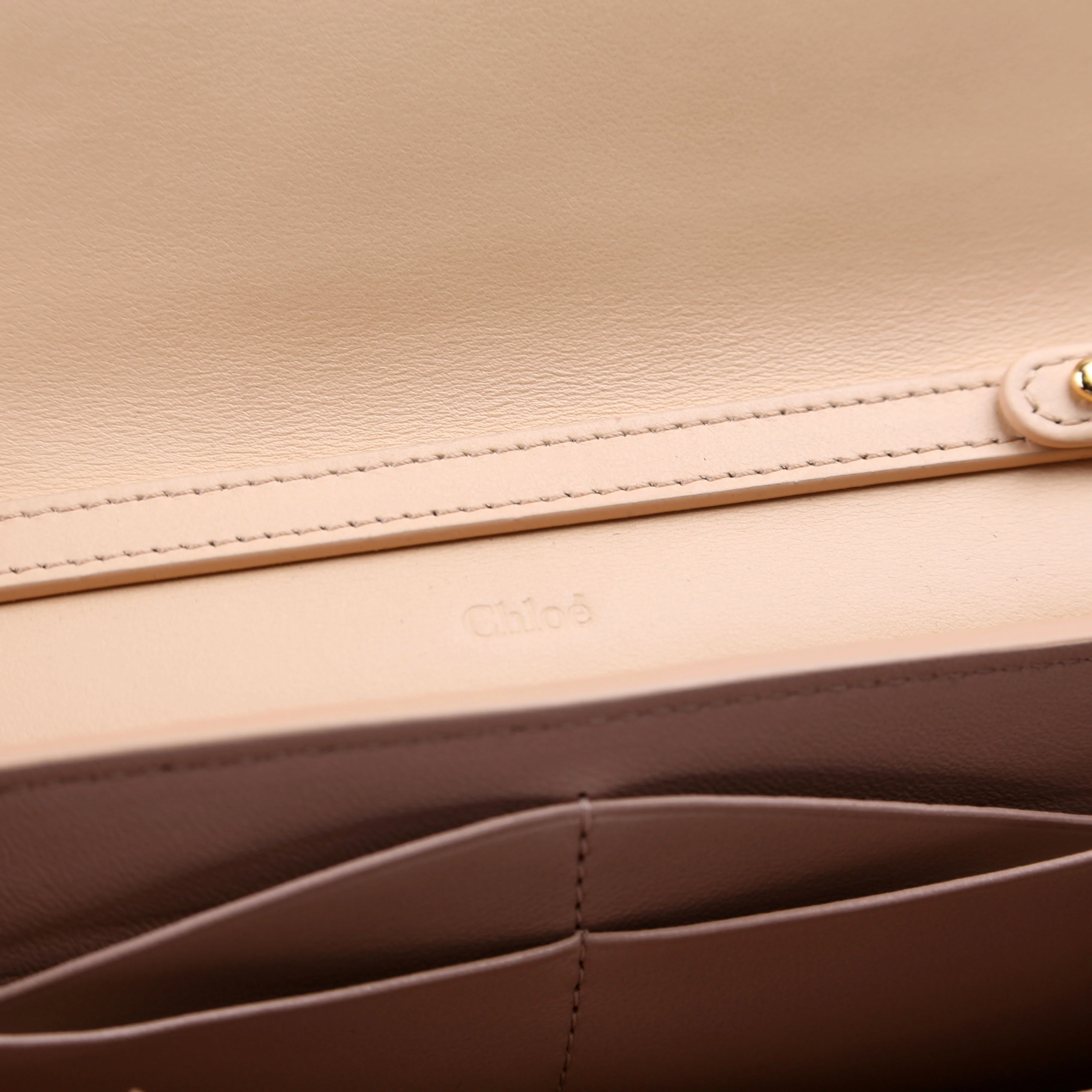 Aby Grain Leather Wallet On Chain Beige - Image 11
