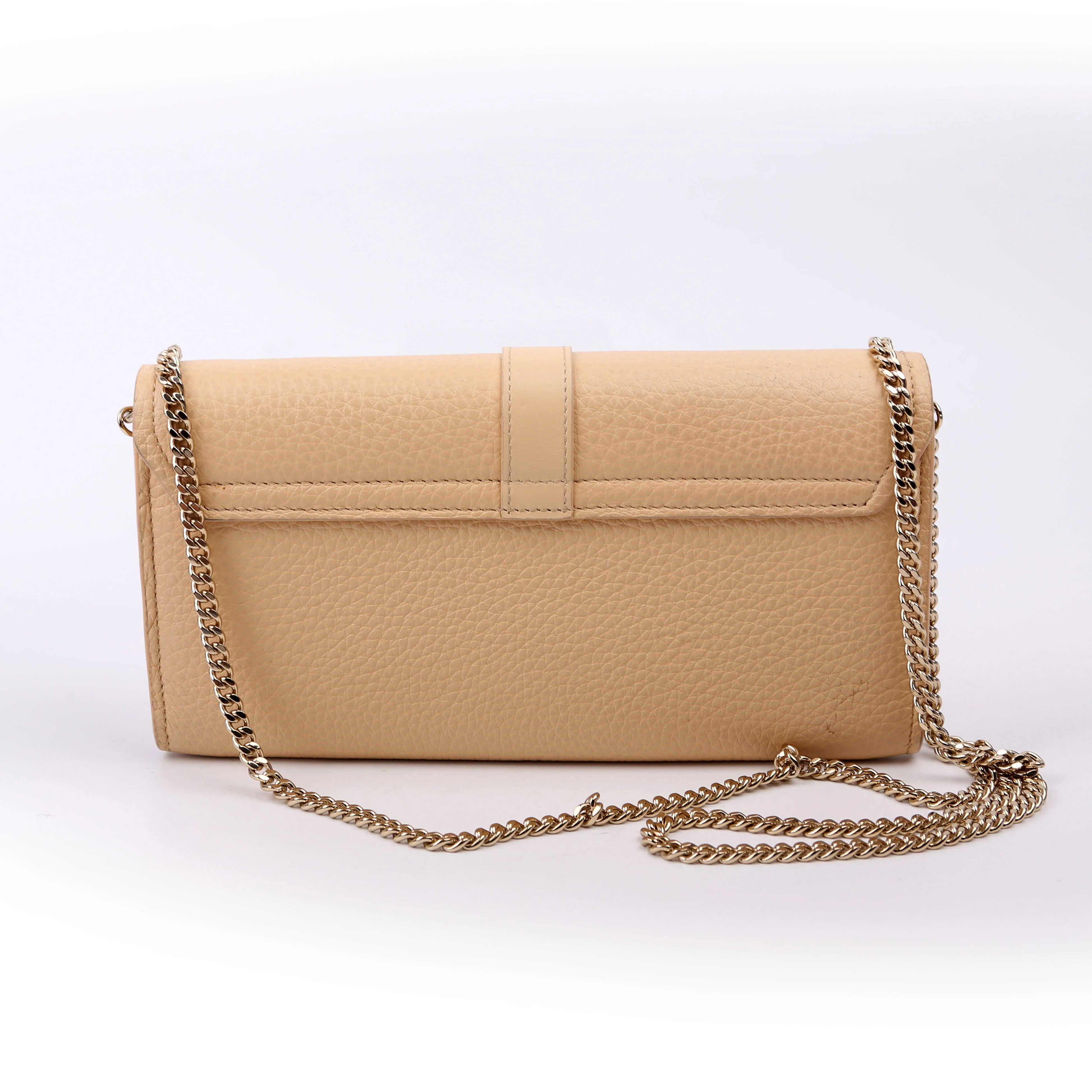 Aby Grain Leather Wallet On Chain Beige - Image 3